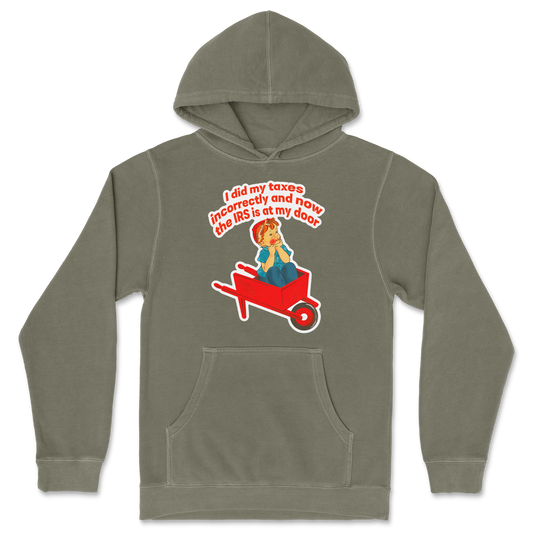 Independent Clothing Co. Hoodie Here Comes the IRS in Olive