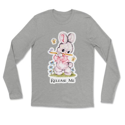 Heavy Blend Long Sleeve Cute Bunny in Grey Heather