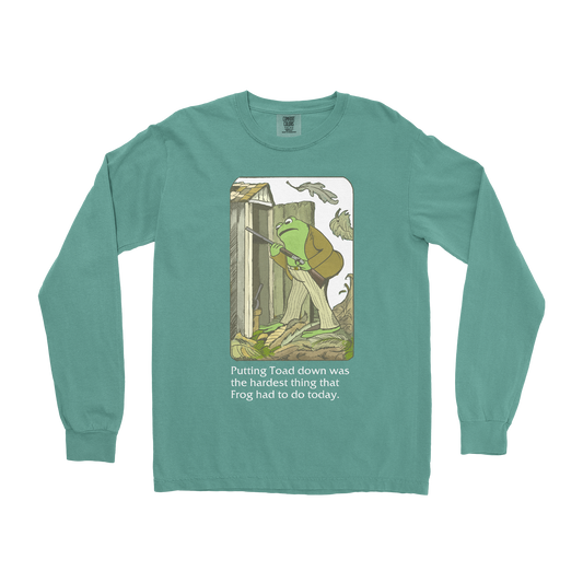 Comfort Colors Long Sleeve Frog and Toad  in Light-Green