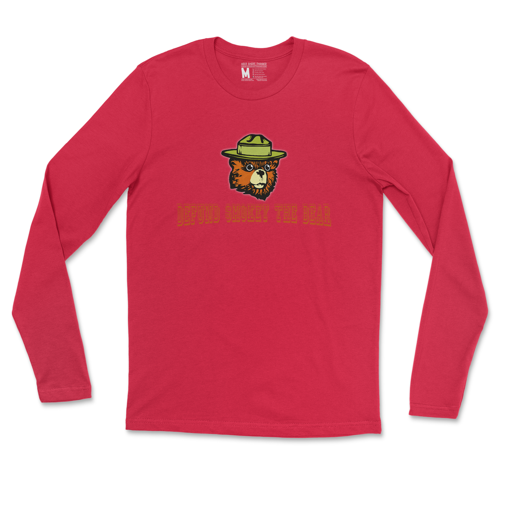 Heavy Blend Long Sleeve Defund Smokey Bear in Red