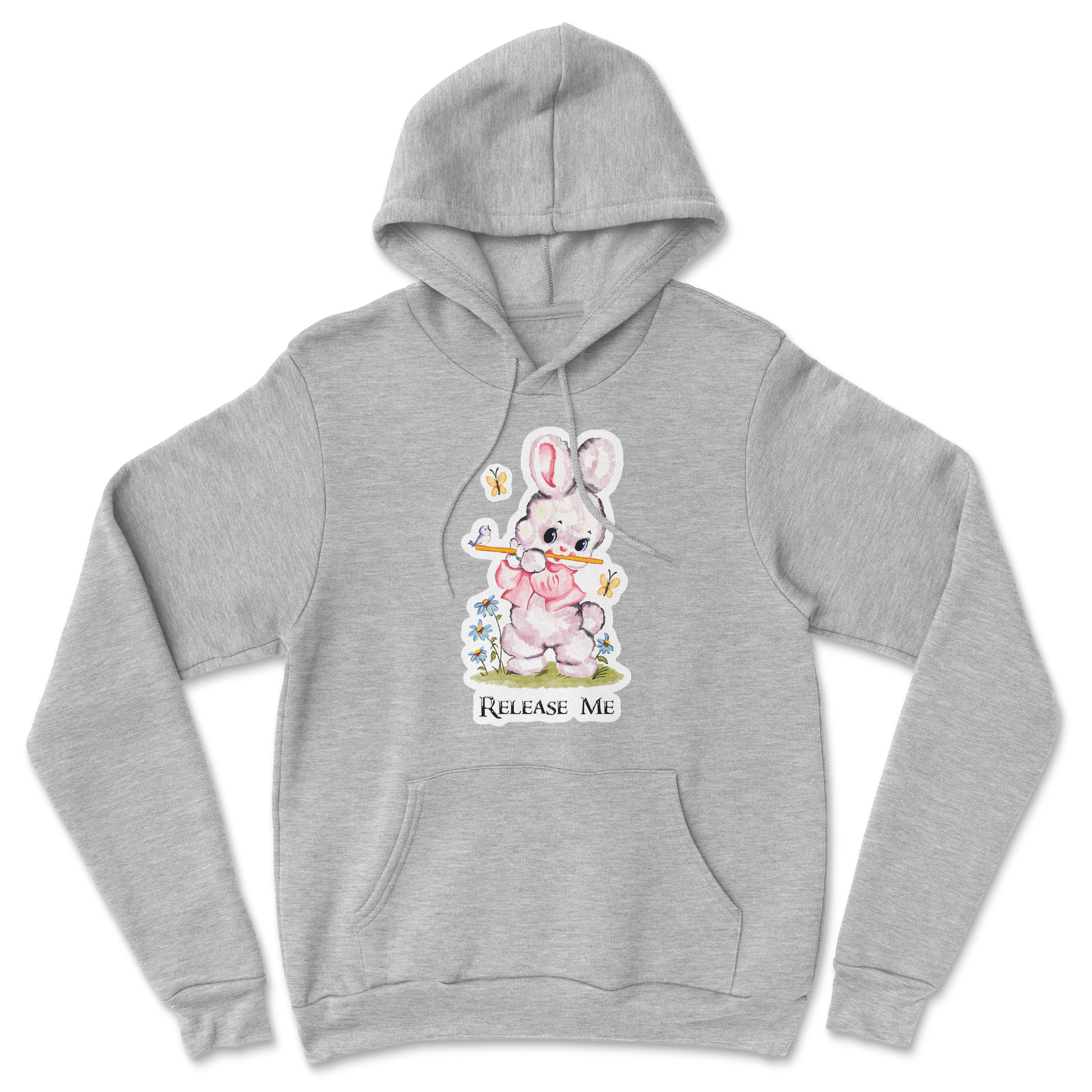 Heavy Blend Hoodie Cute Bunny in Grey Heather