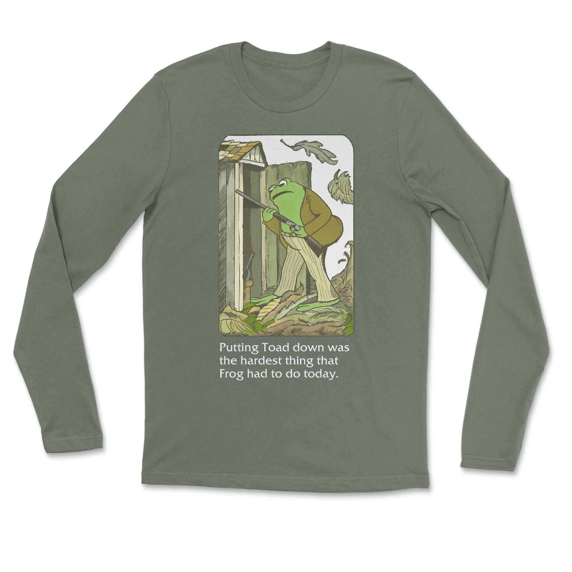 The Nice Shirt Long Sleeve Frog and Toad  in Military-Green