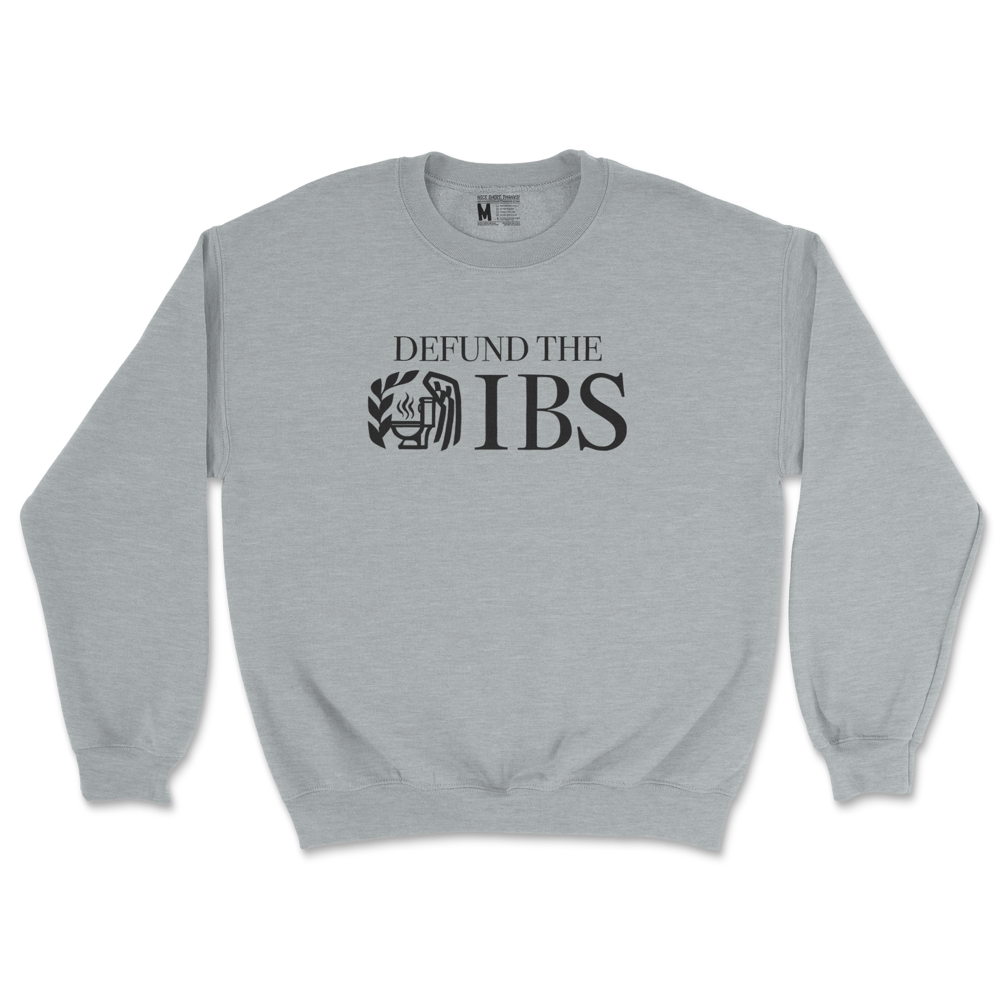 Gildan SoftStyle Crew Neck Defund The IBS in Sports Grey