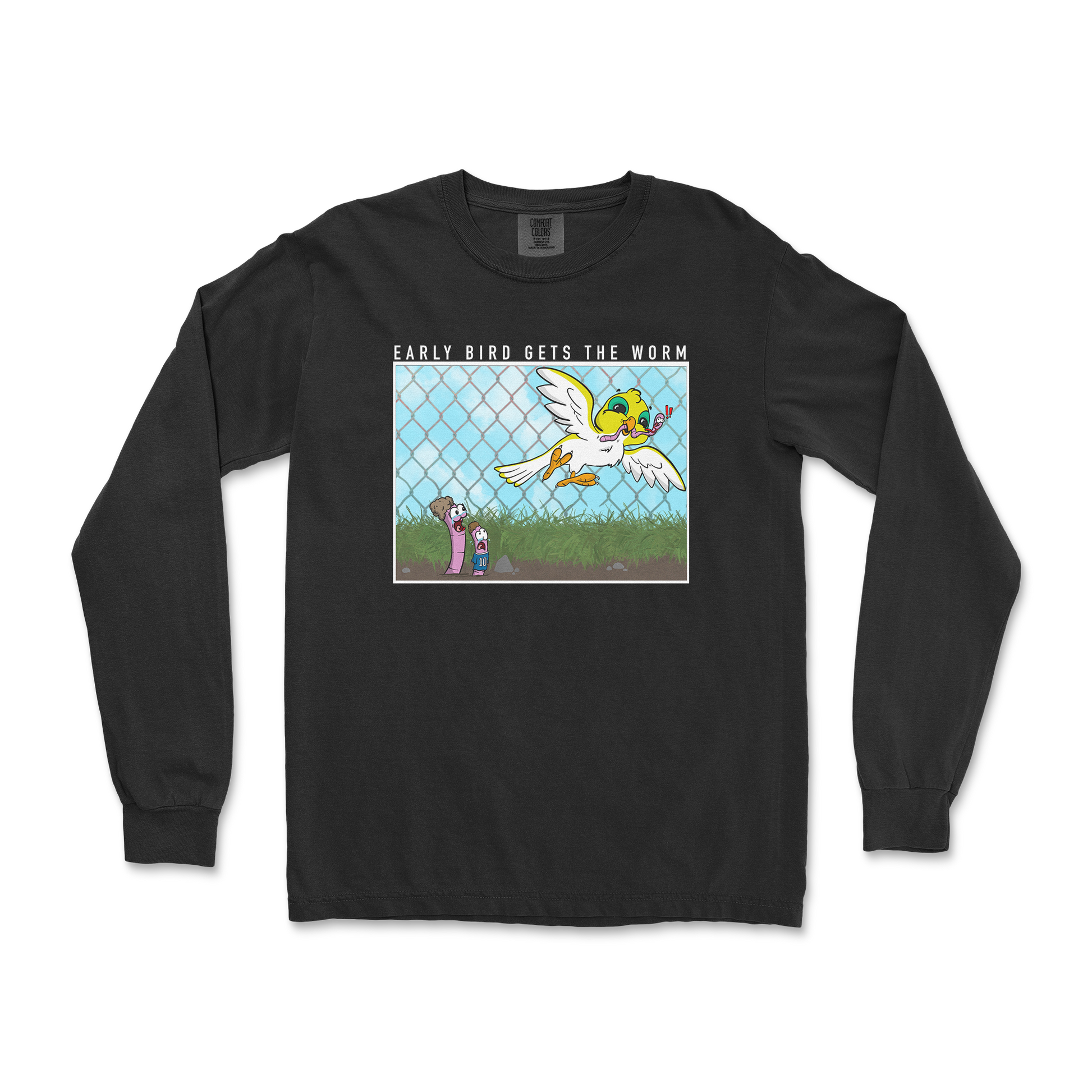 Comfort Colors Long Sleeve Early Bird in Black