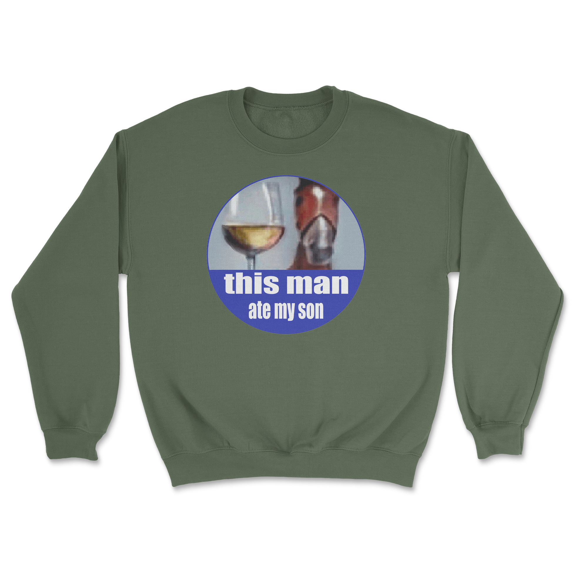 The Nice Shirt Crew Neck This Man Ate My Son  in Military-Green