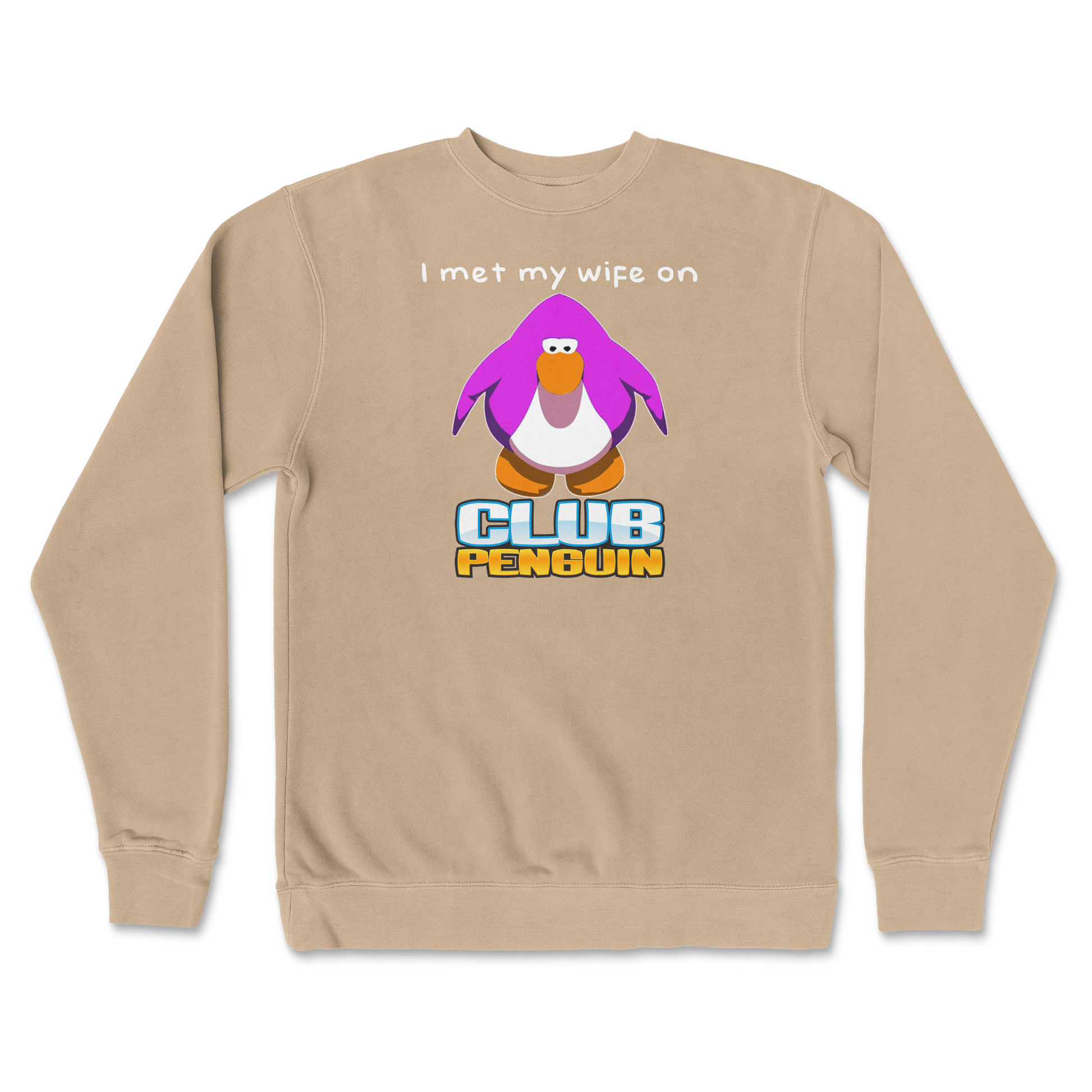 Independent Clothing Co. Crew Neck Club Penguin Wife  in Sandstone