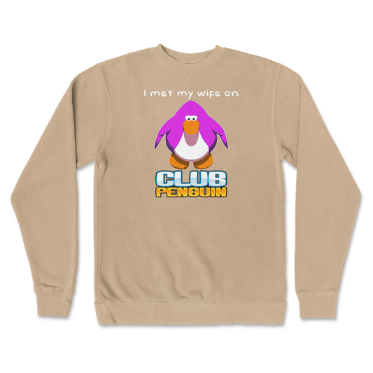 Independent Clothing Co. Crew Neck Club Penguin Wife  in Sandstone