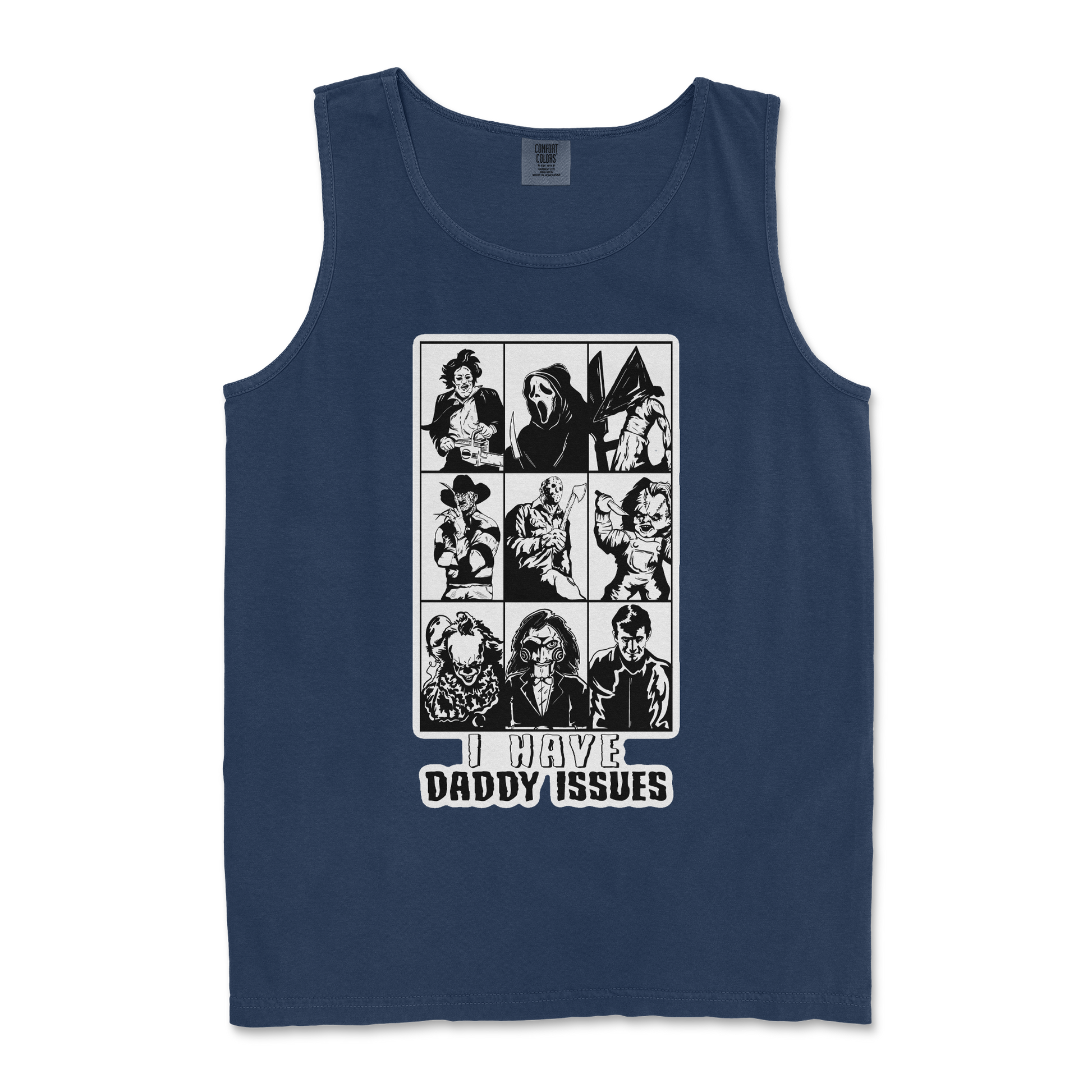 Comfort Colors Tank Top Daddy Issues  in True-Navy