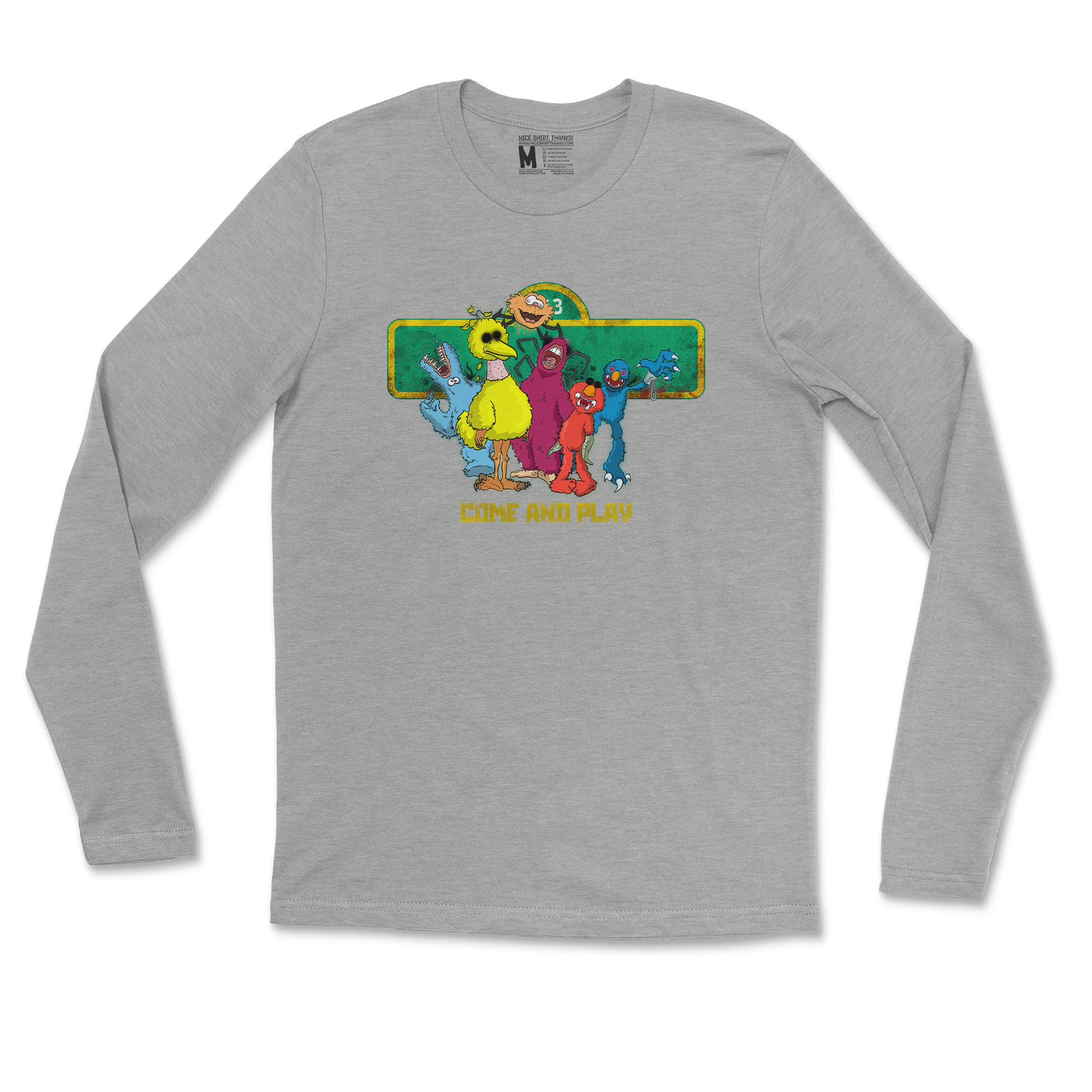 Gildan SoftStyle Long Sleeve Cursed Sesame Street in Sports Grey