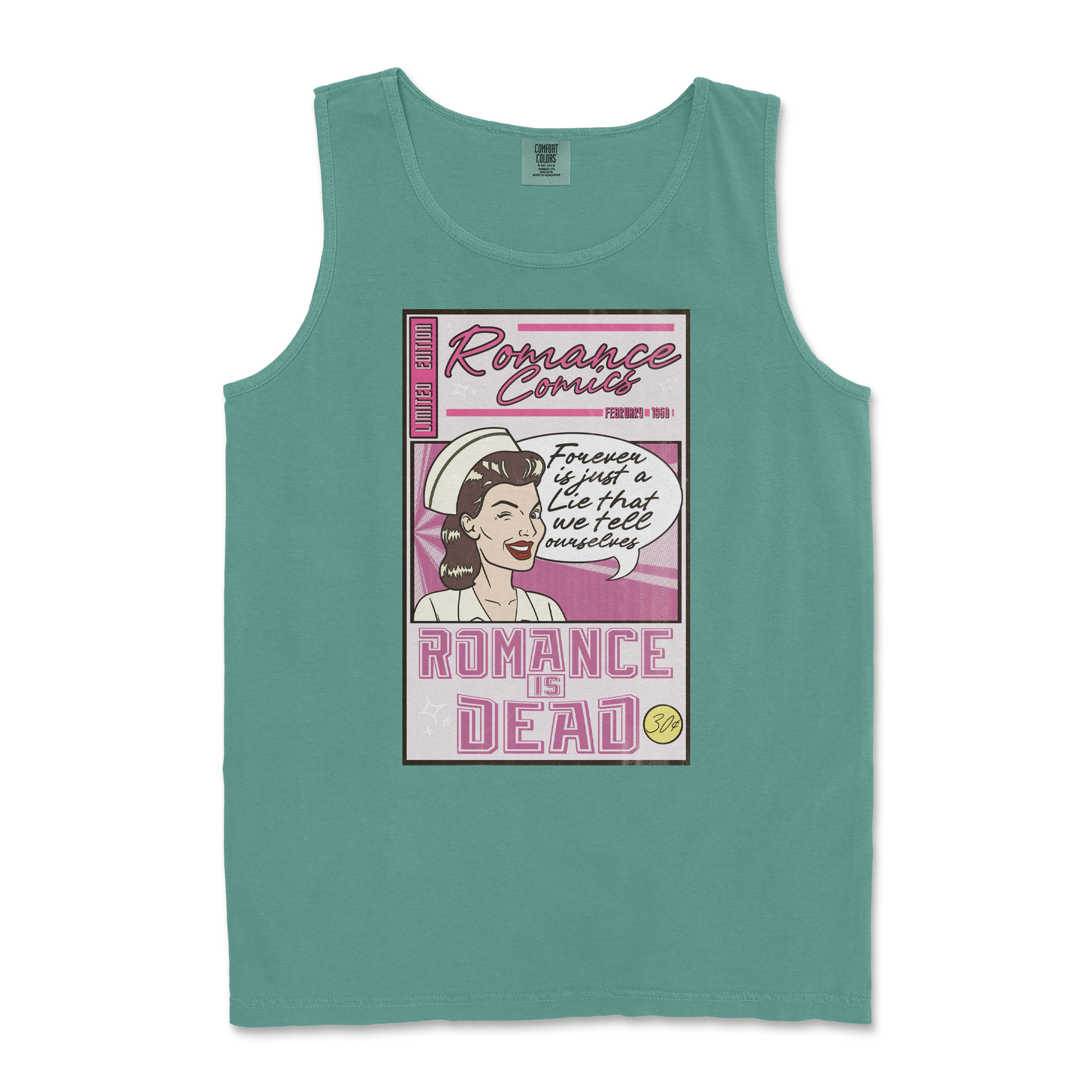 Comfort Colors Tank Top Romance is Dead in Light-Green