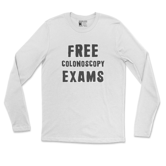 Gildan SoftStyle Long Sleeve Free Colonoscopy Exams in White