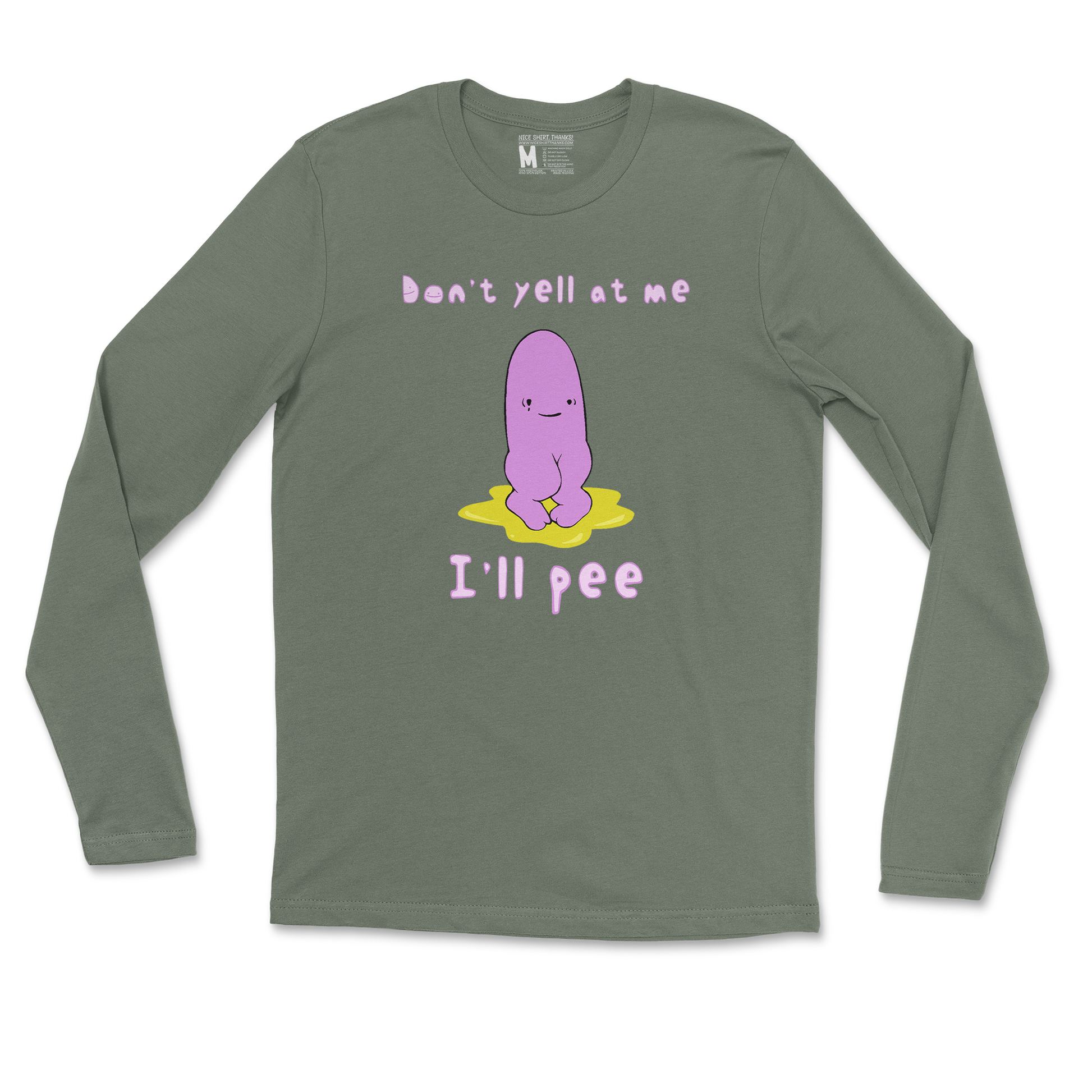 Gildan SoftStyle Long Sleeve Dont Yell 2 in Military Green