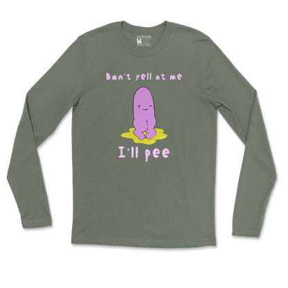 Gildan SoftStyle Long Sleeve Dont Yell 2 in Military Green