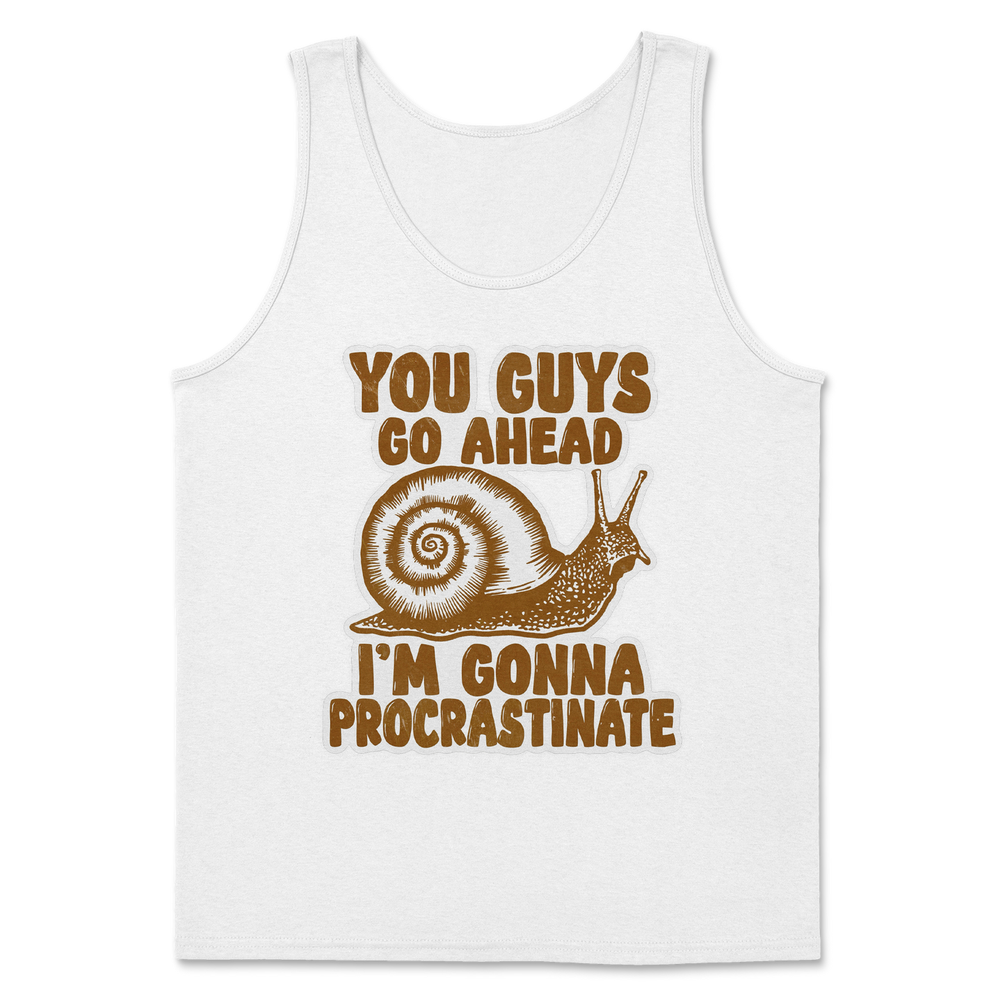 The Nice Shirt Tank Top Procrastinating Snail  in White