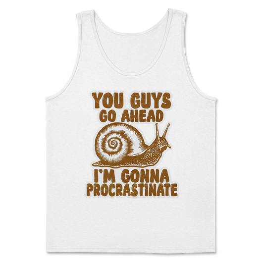 The Nice Shirt Tank Top Procrastinating Snail  in White