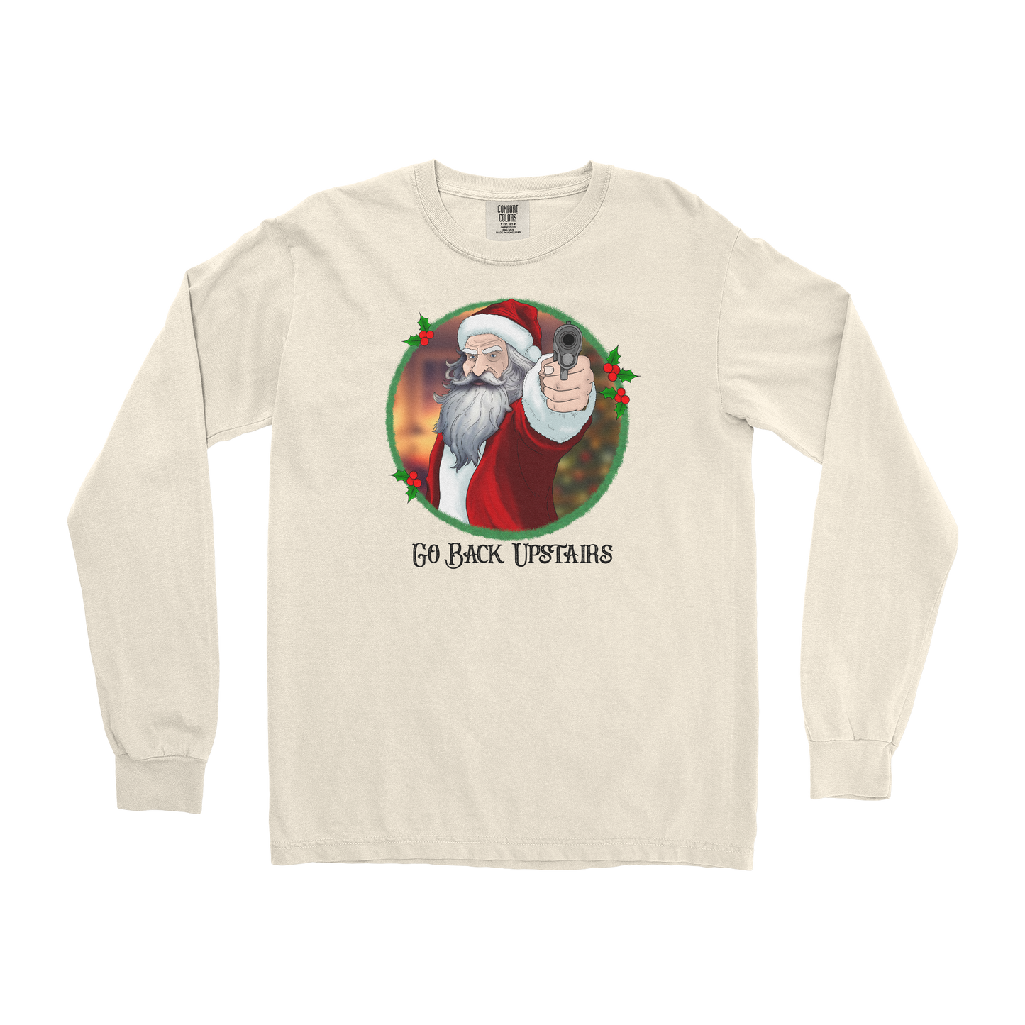 Comfort Colors Long Sleeve Angry Santa  in Ivory