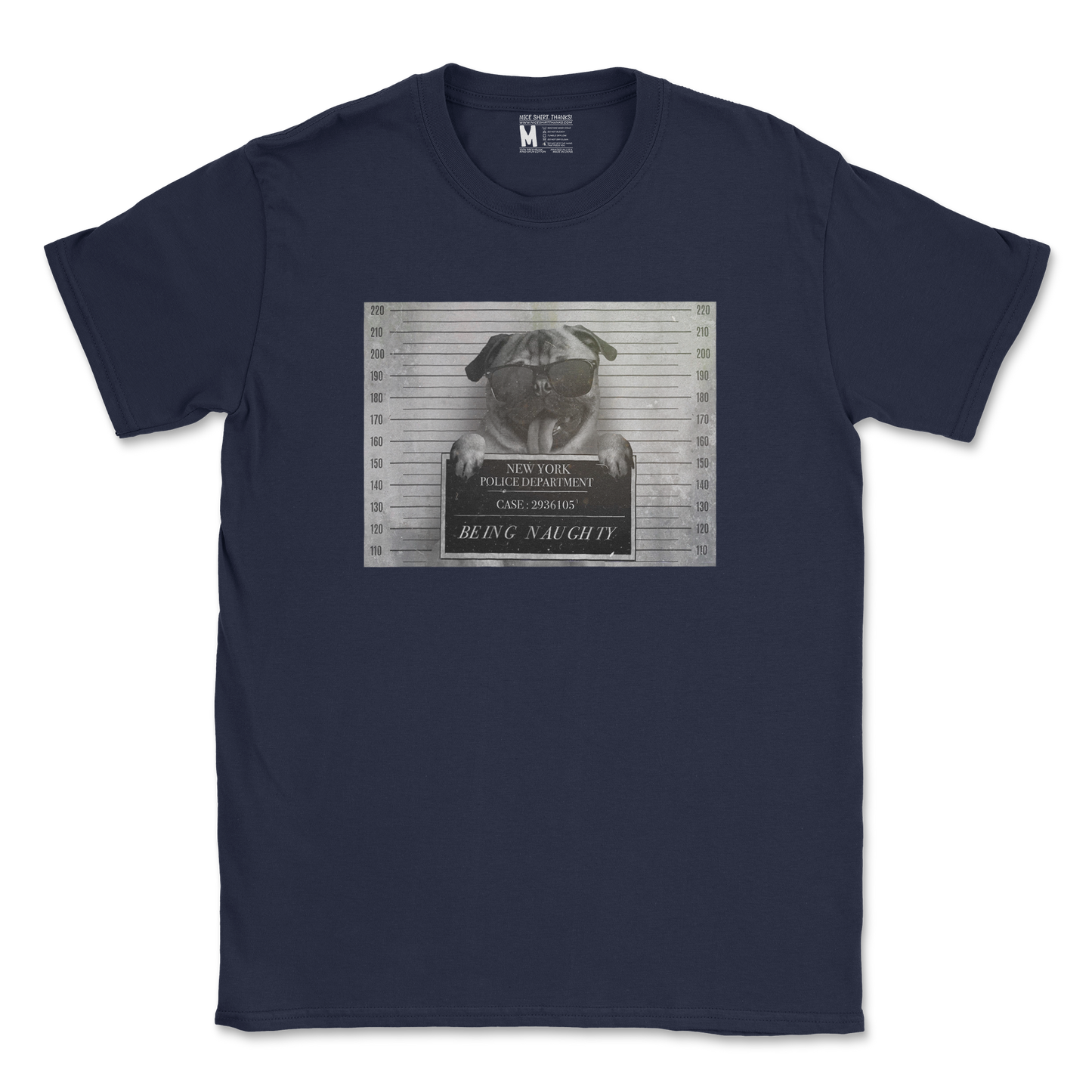 Gildan SoftStyle T-Shirt Naughty Pug in Navy