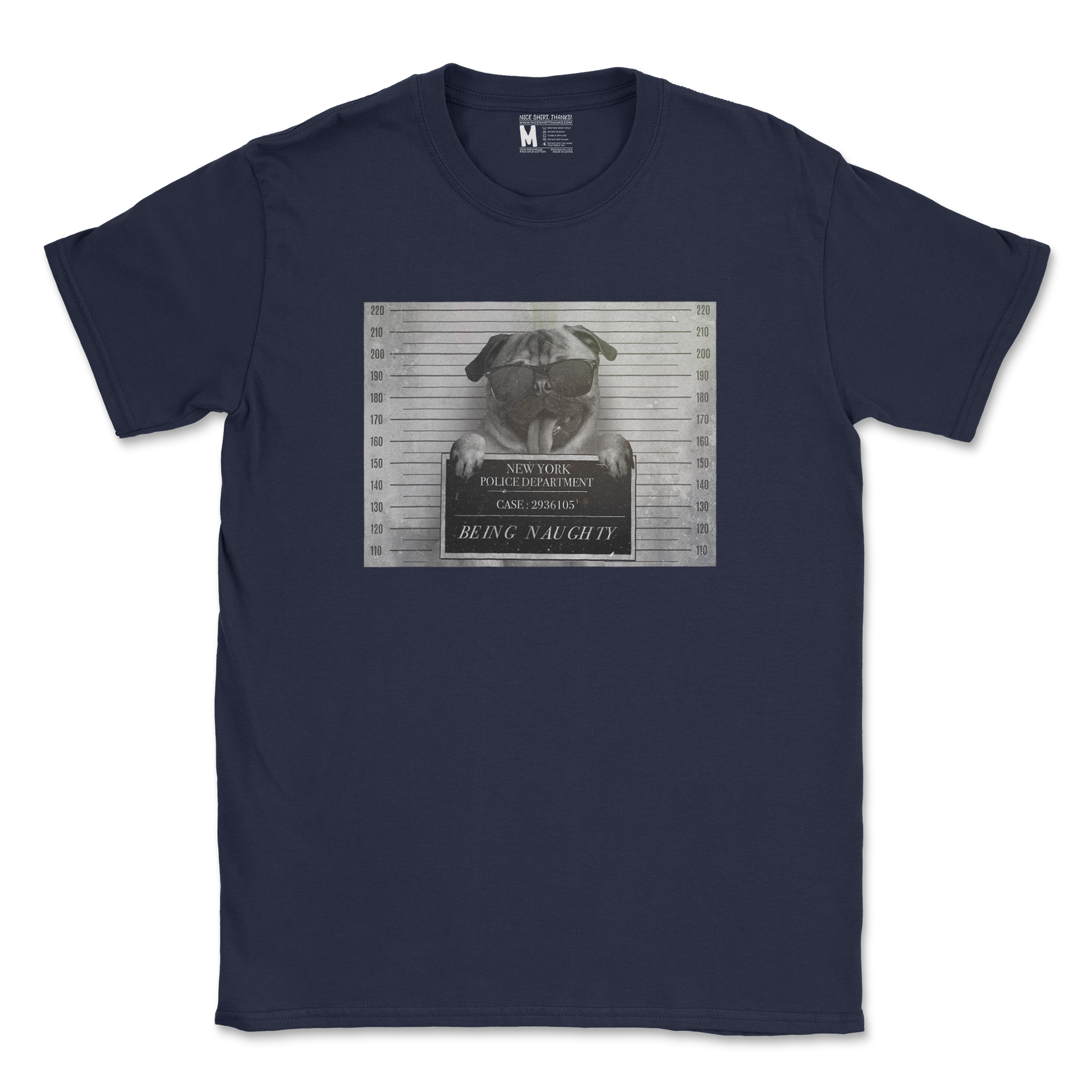 Gildan SoftStyle T-Shirt Naughty Pug in Navy