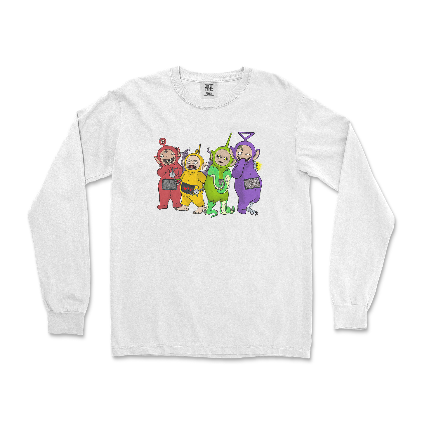 Comfort Colors Long Sleeve Telatubbies in White