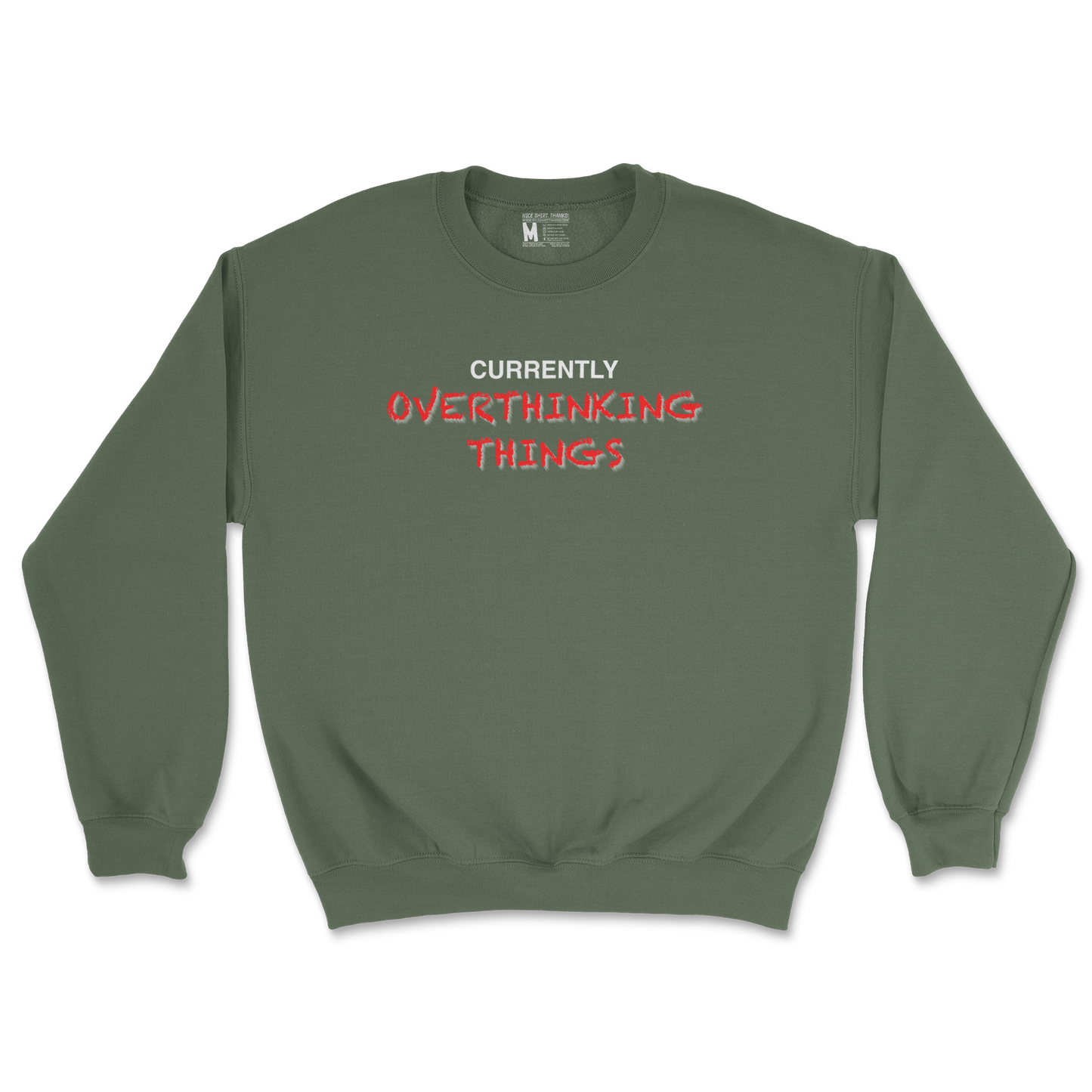 Gildan SoftStyle Crew Neck For Our Lil Overthinker in Military Green