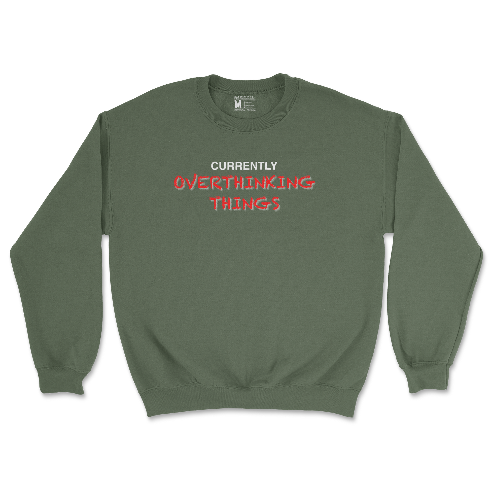 Gildan SoftStyle Crew Neck For Our Lil Overthinker in Military Green