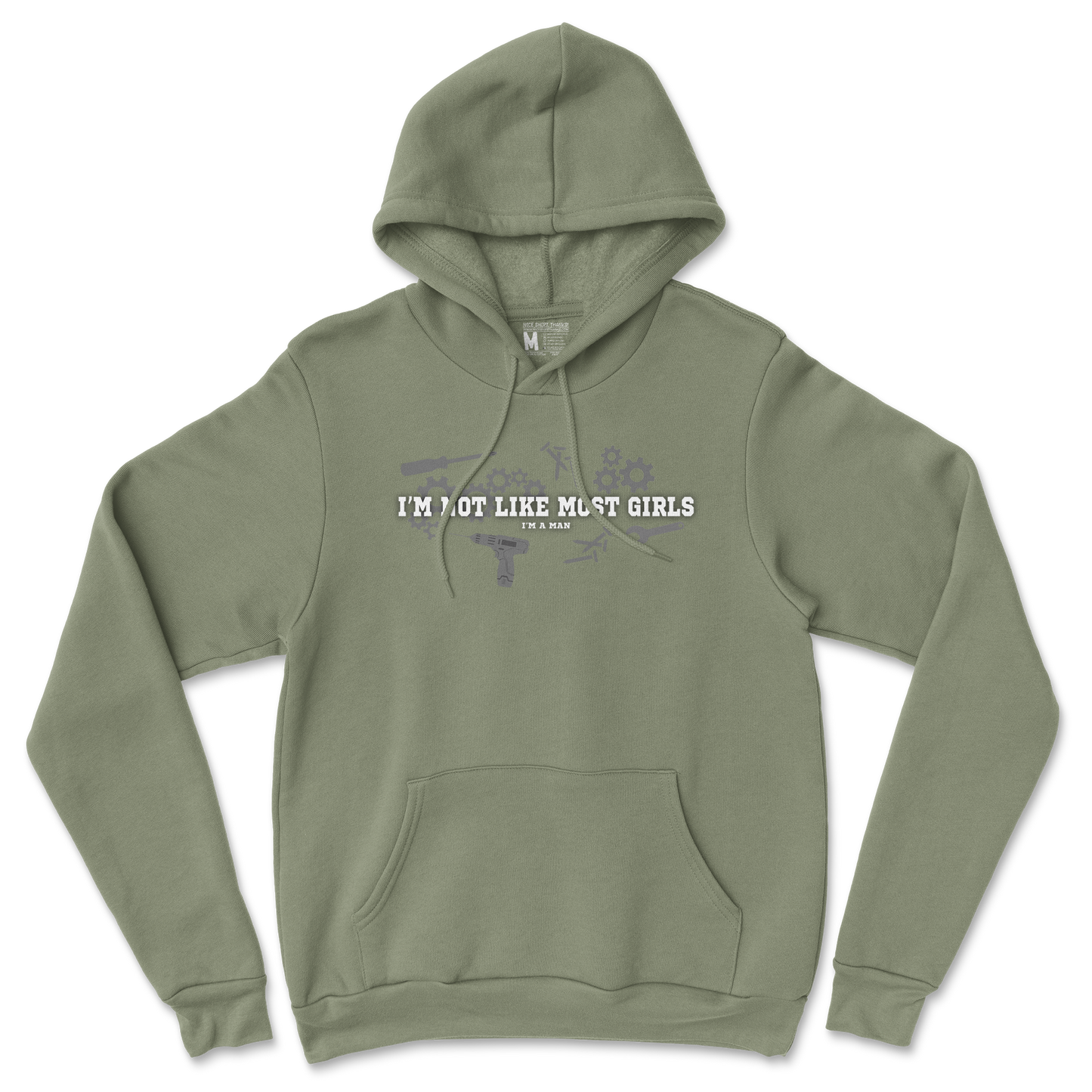 Gildan SoftStyle Hoodie Not Like Most Girls in Military Green