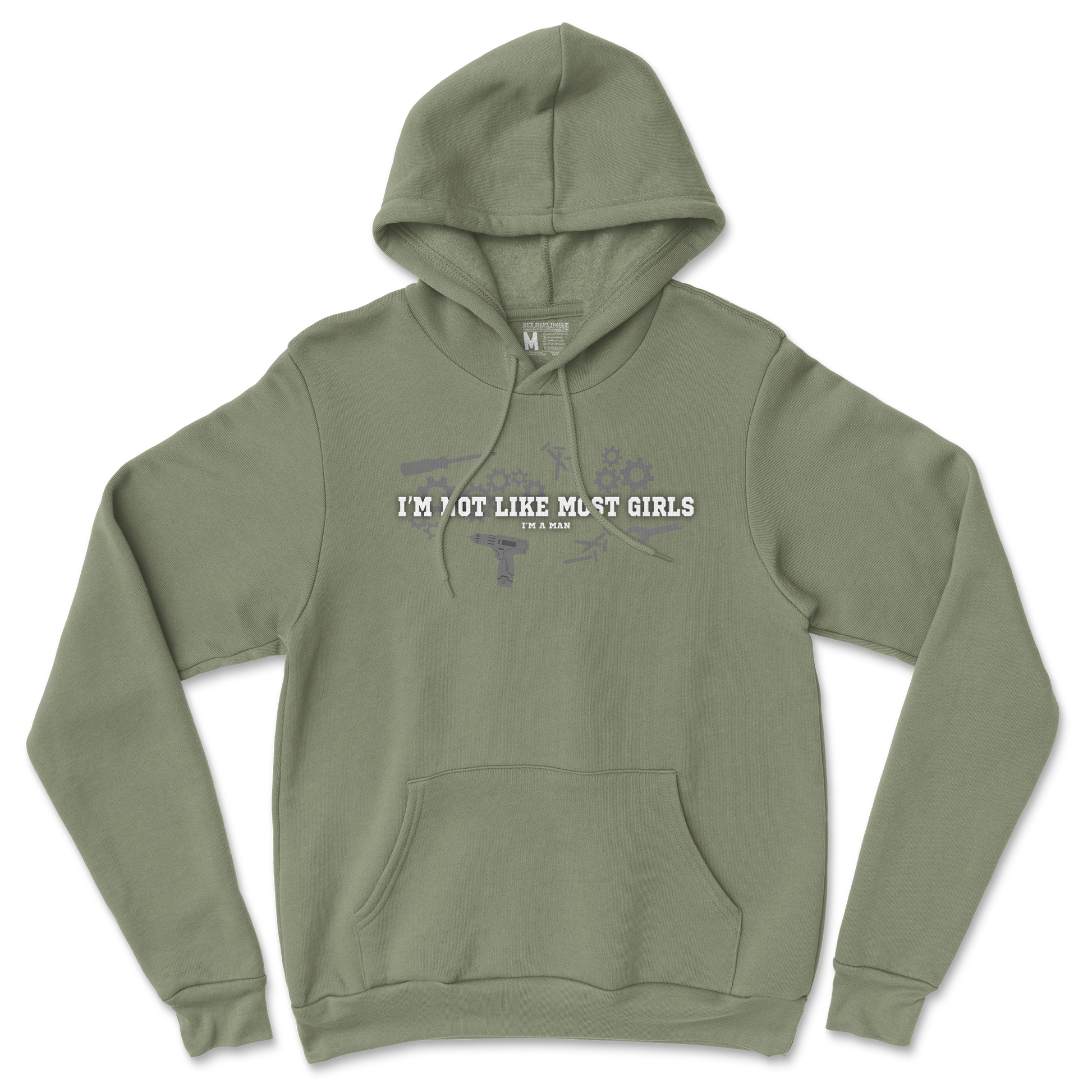 Gildan SoftStyle Hoodie Not Like Most Girls in Military Green