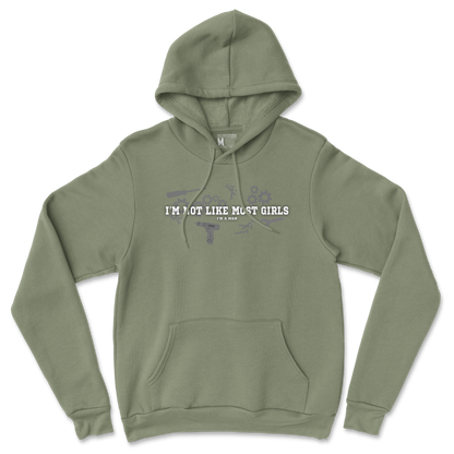 Gildan SoftStyle Hoodie Not Like Most Girls in Military Green