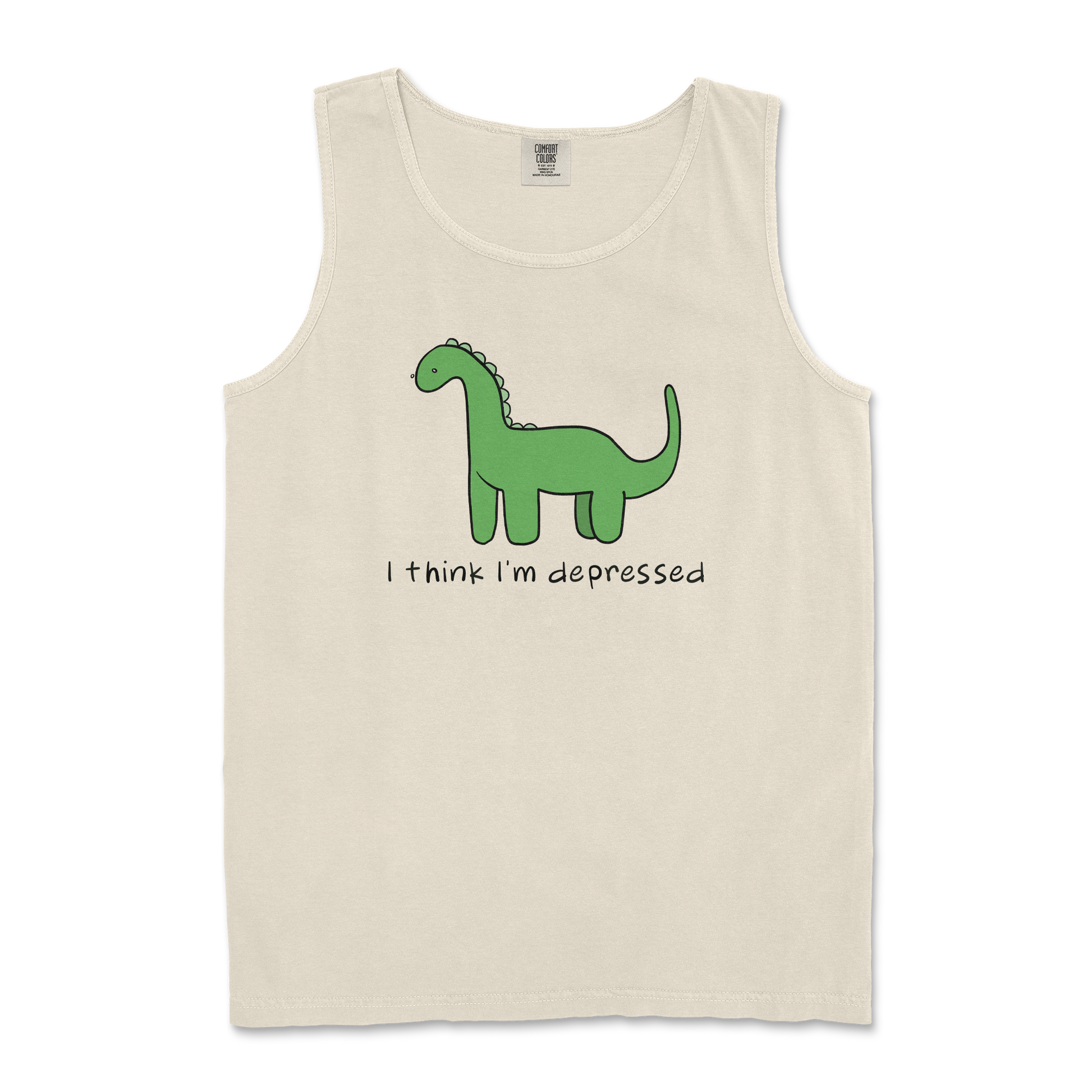 Comfort Colors Tank Top Depressed Dino  in Ivory