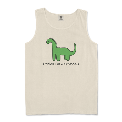 Comfort Colors Tank Top Depressed Dino  in Ivory