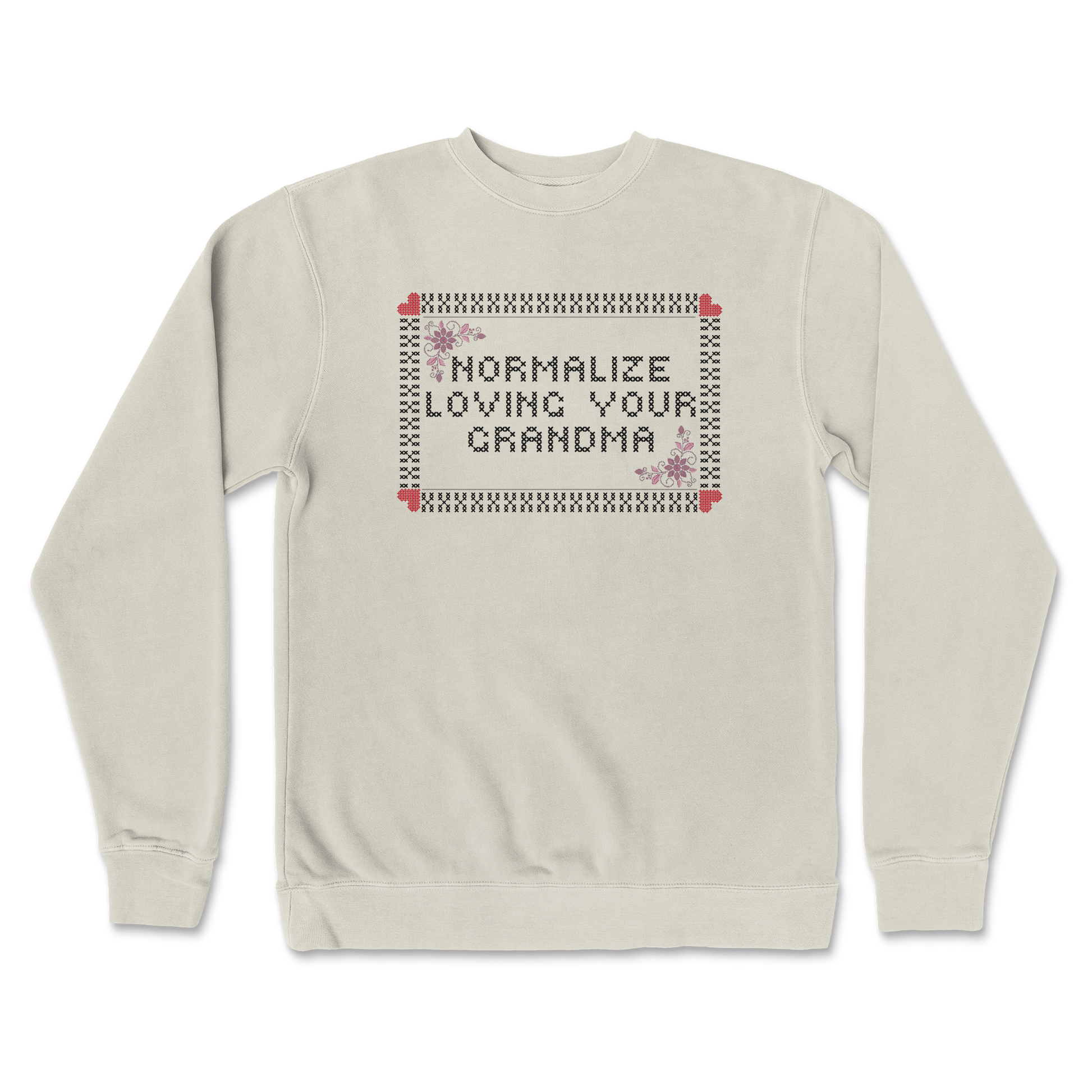 Independent Clothing Co. Crew Neck Cross Stitch in Bone