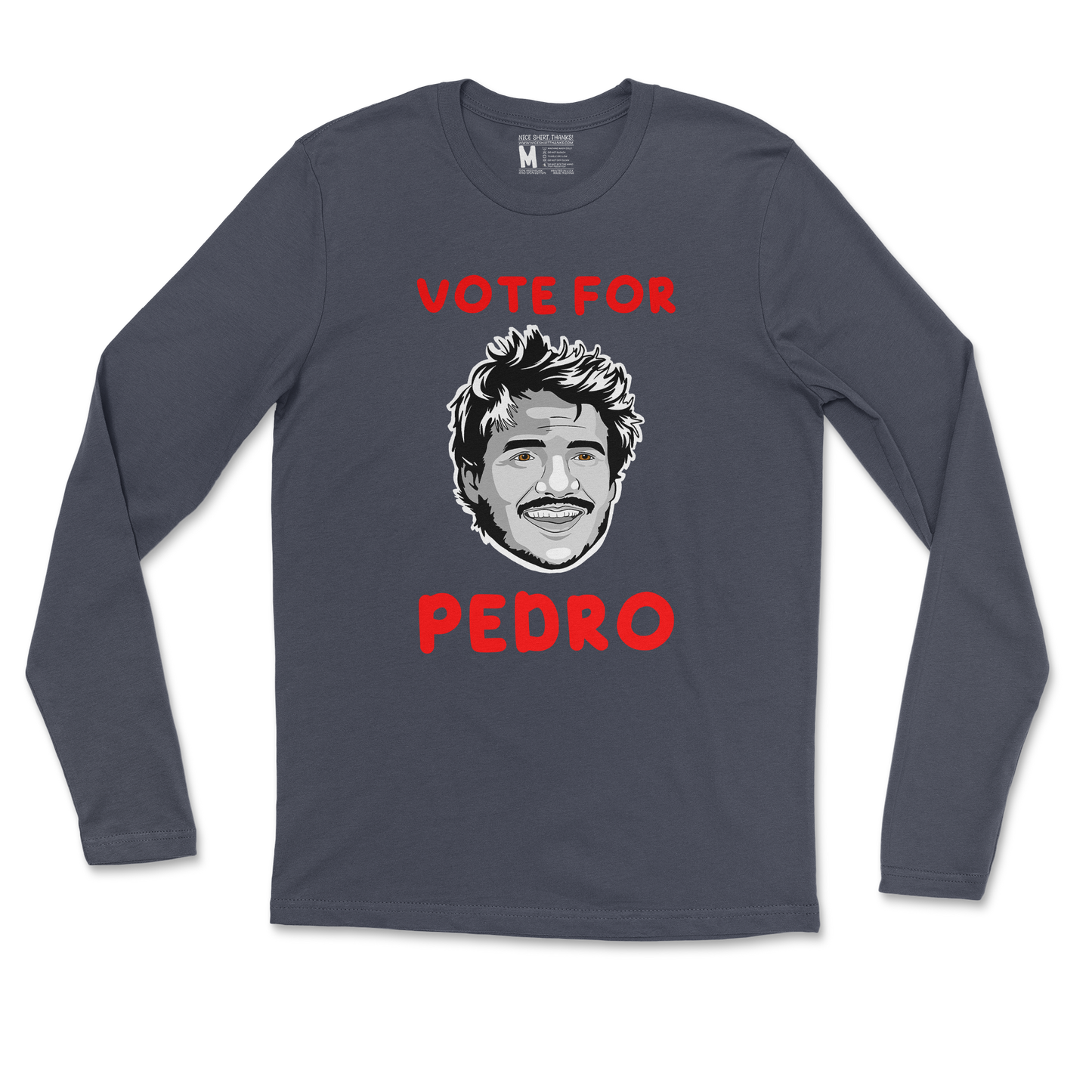 Gildan SoftStyle Long Sleeve Vote For Pedro in Navy