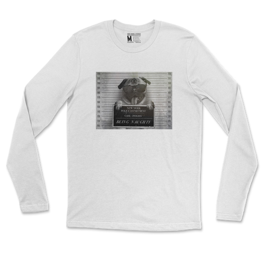 Gildan SoftStyle Long Sleeve Naughty Pug in White