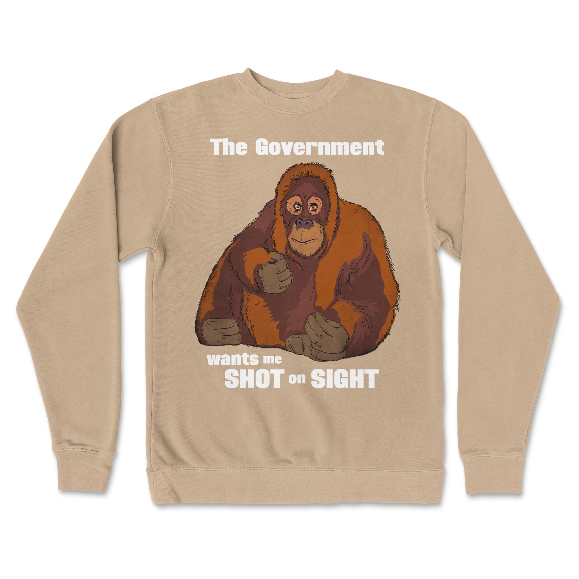 Independent Clothing Co. Crew Neck The Government Hates Me  in Sandstone