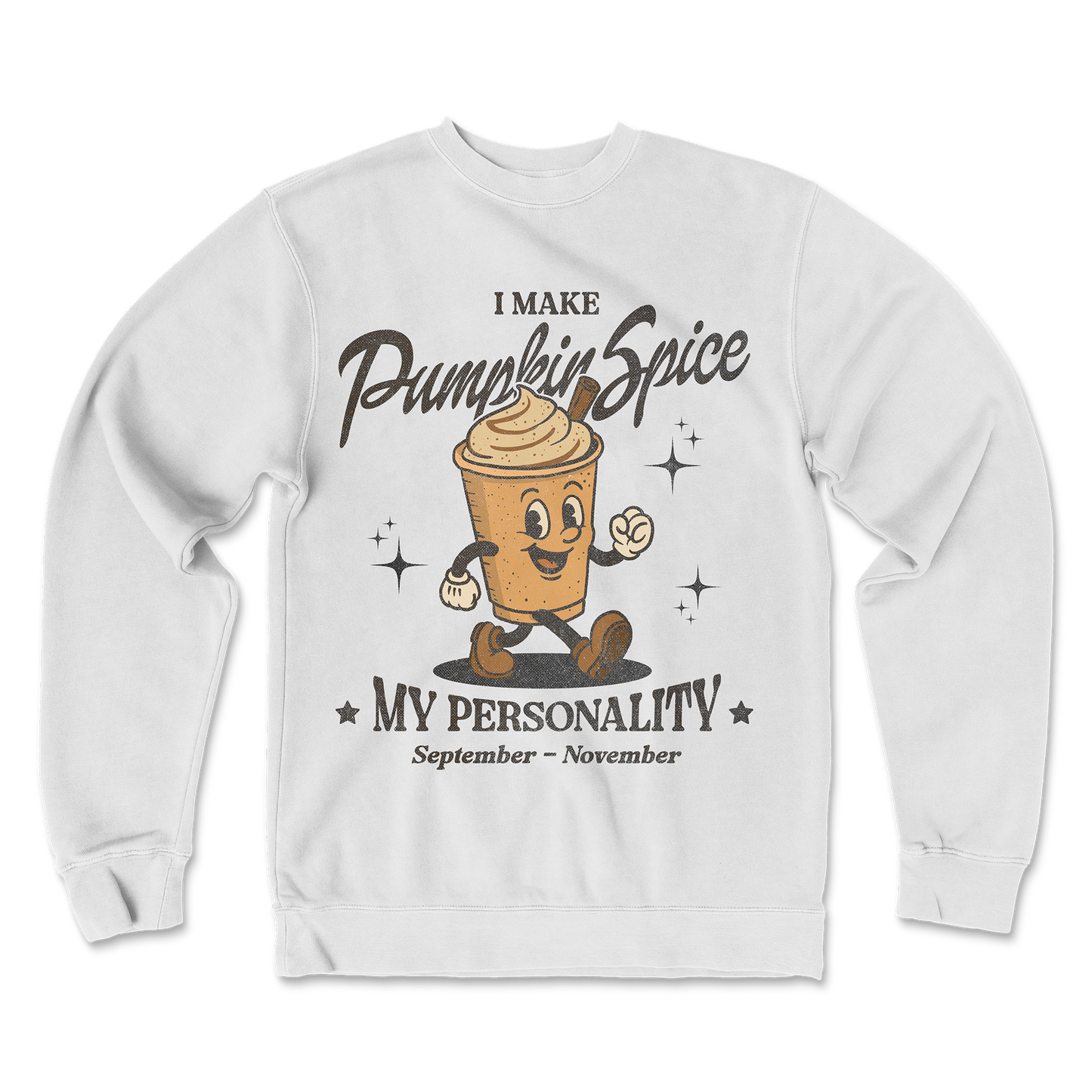 Independent Clothing Co. Crew Neck Pumpkin Spice Personality in White