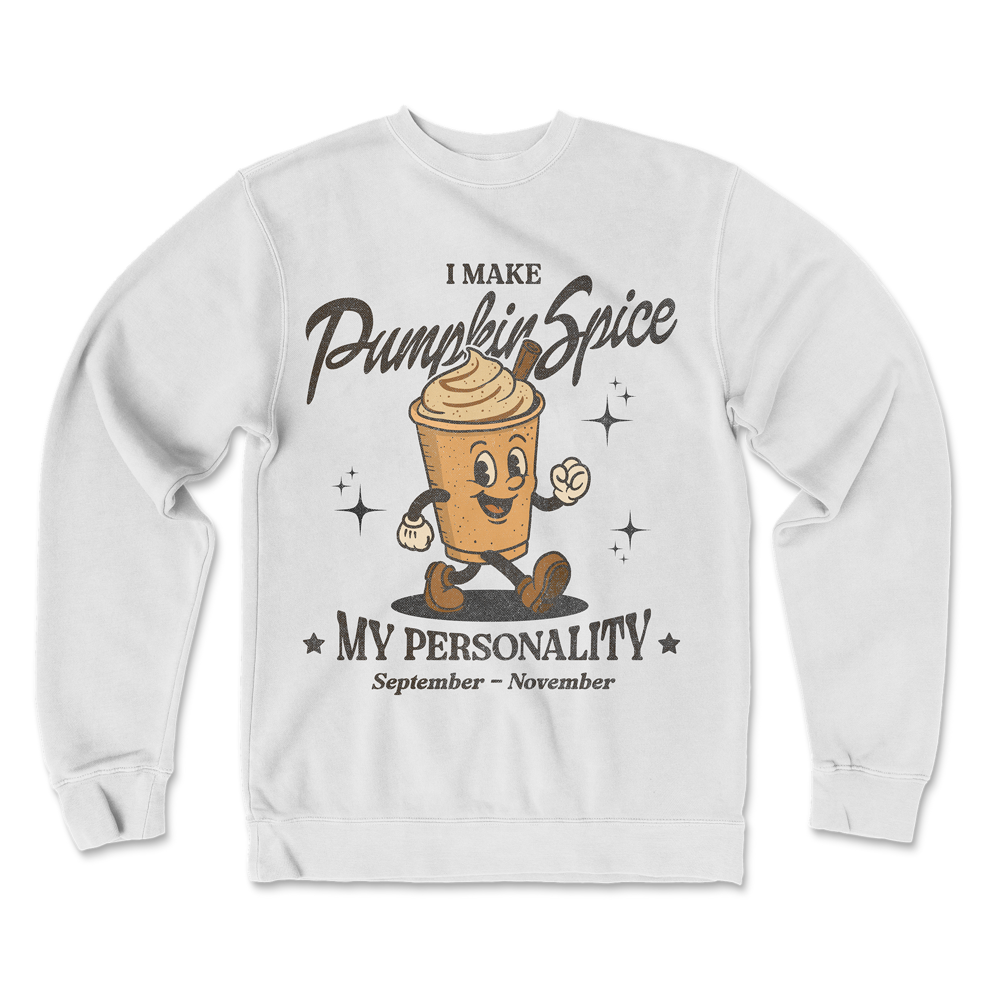 Independent Clothing Co. Crew Neck Pumpkin Spice Personality in White