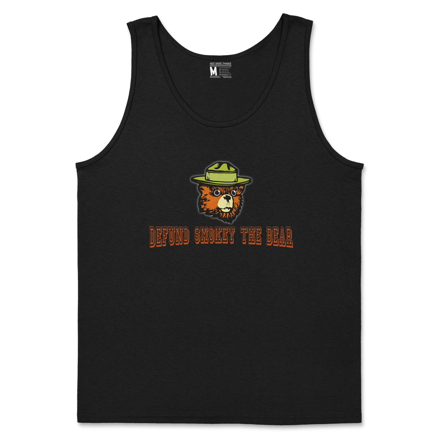 Heavy Blend Tank Top Defund Smokey Bear in Black