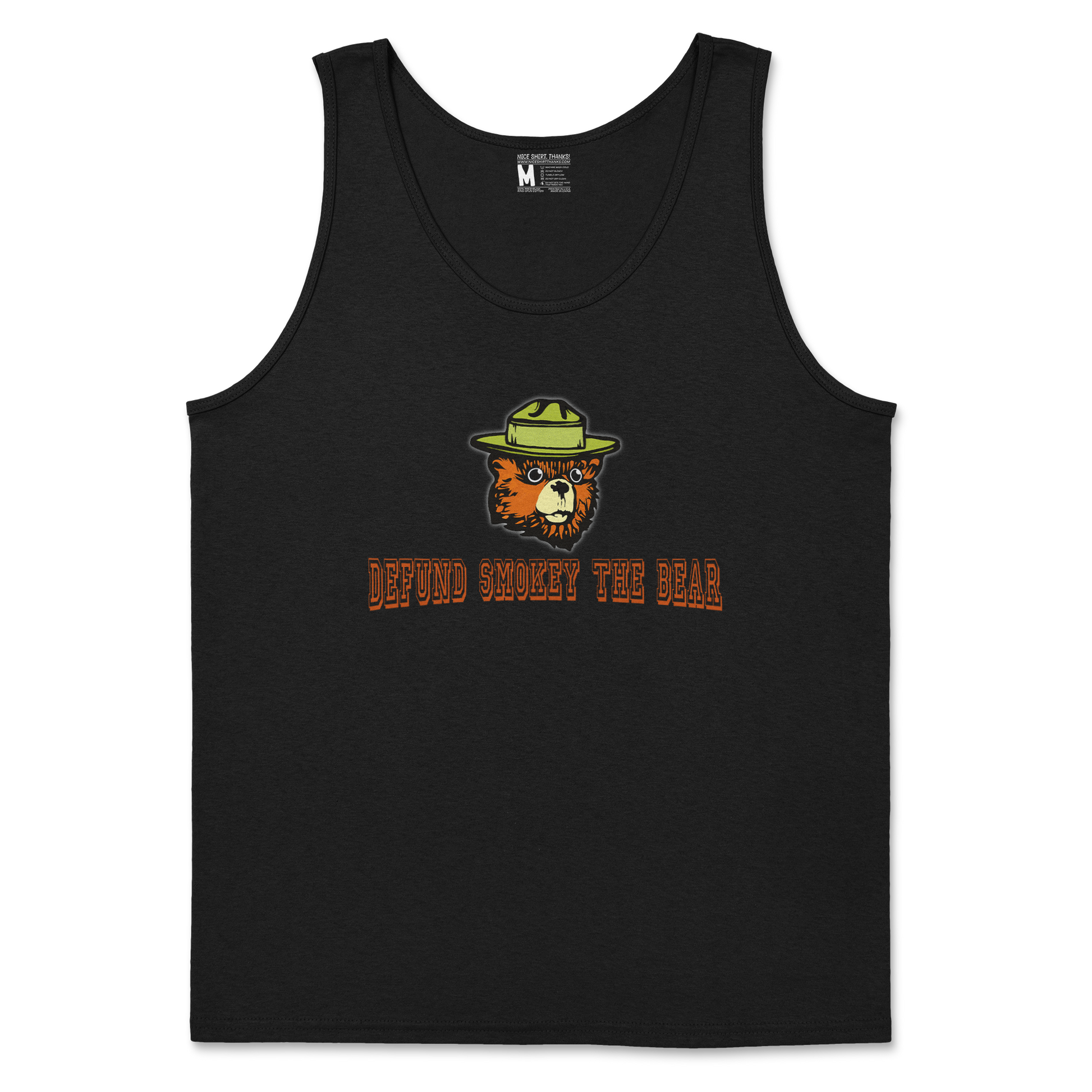 Heavy Blend Tank Top Defund Smokey Bear in Black