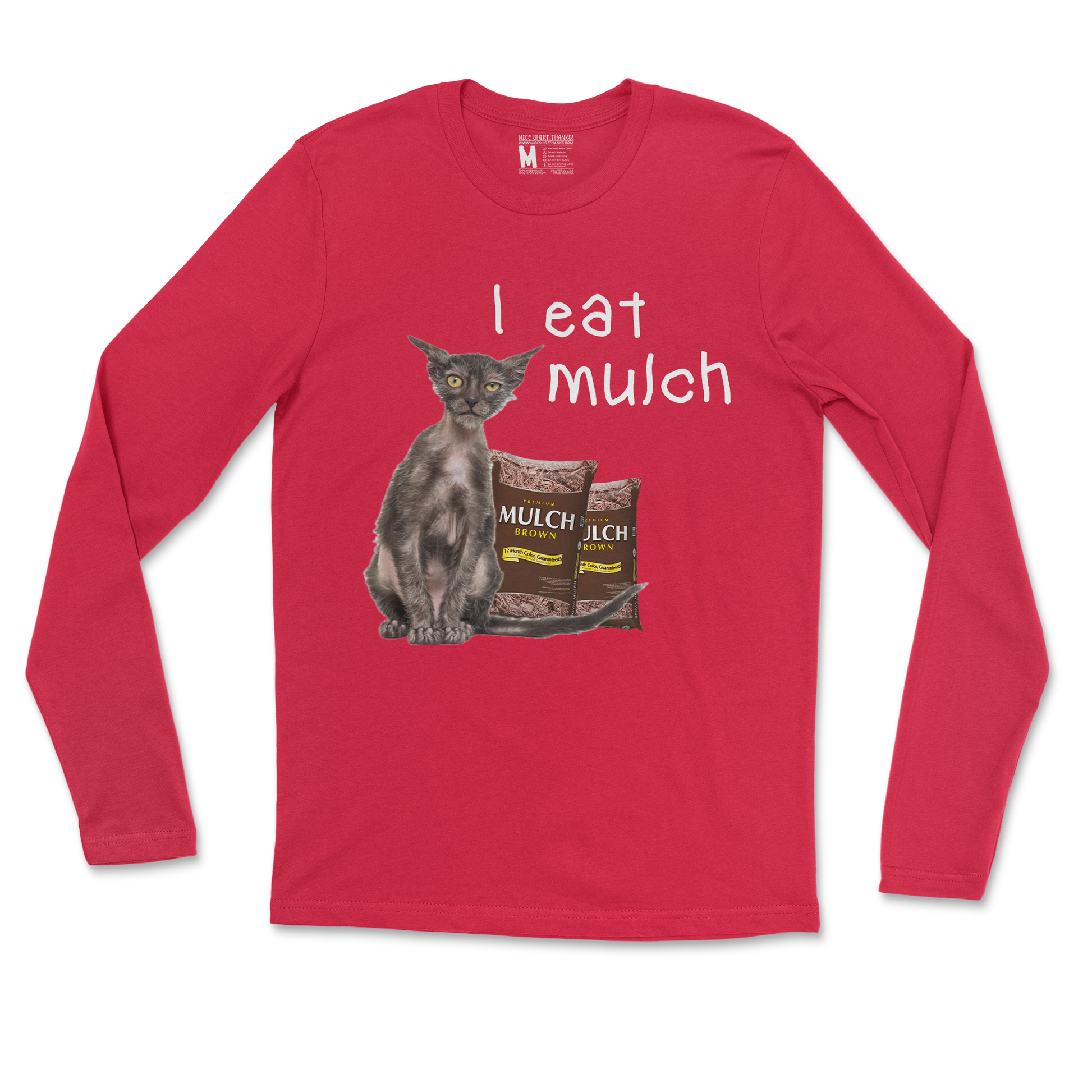 Gildan SoftStyle Long Sleeve I Eat Mulch in Red