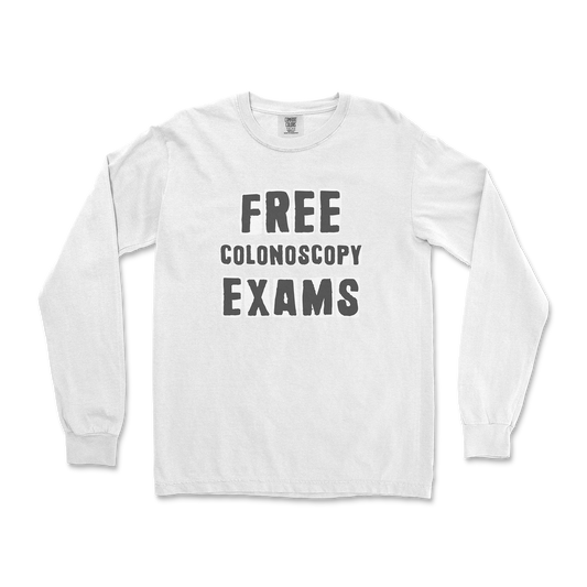 Comfort Colors Long Sleeve Free Colonoscopy Exams in White