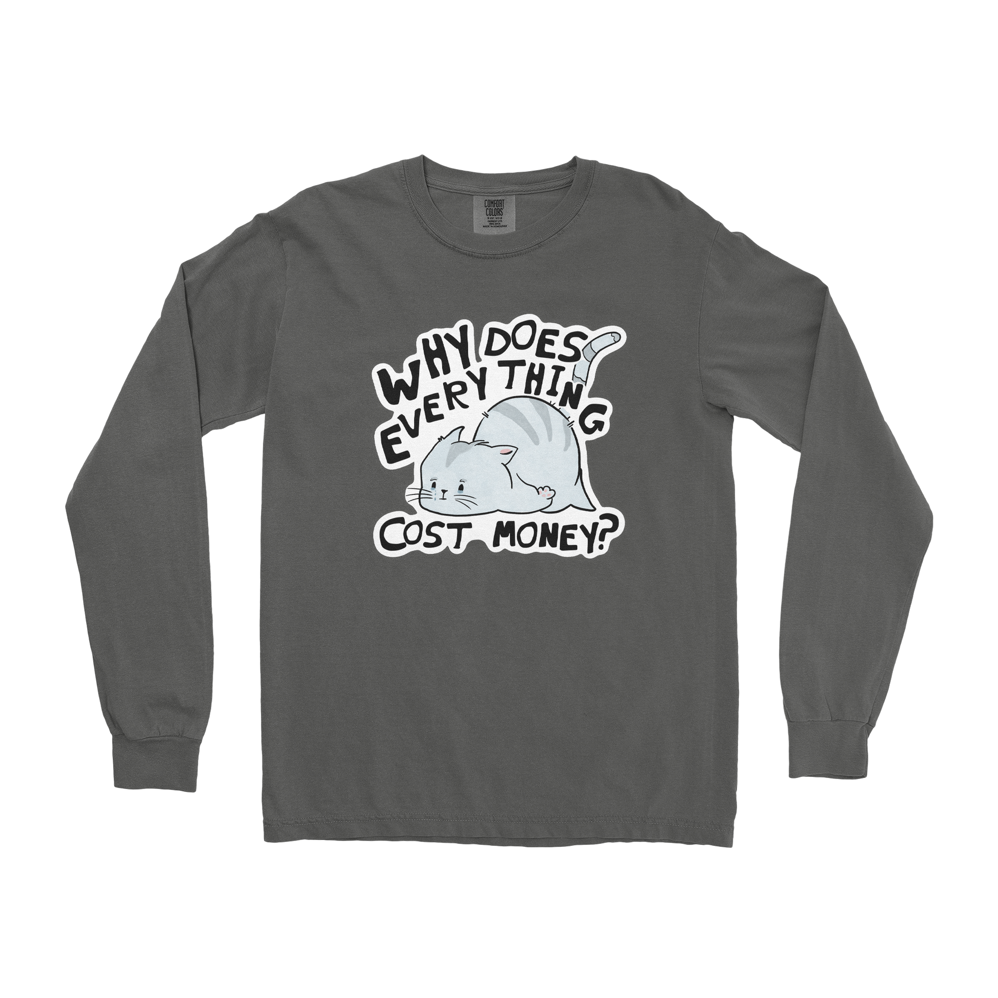 Comfort Colors Long Sleeve Broke Cat in Pepper