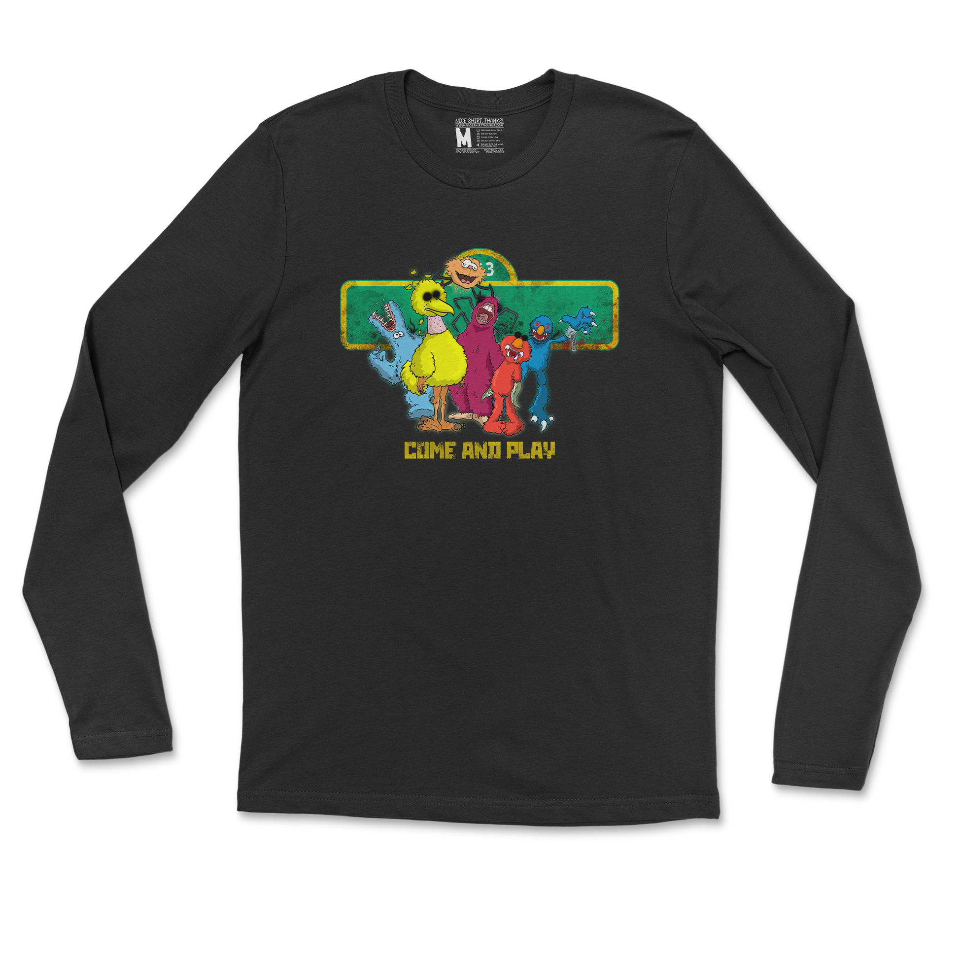 Gildan SoftStyle Long Sleeve Cursed Sesame Street in Black