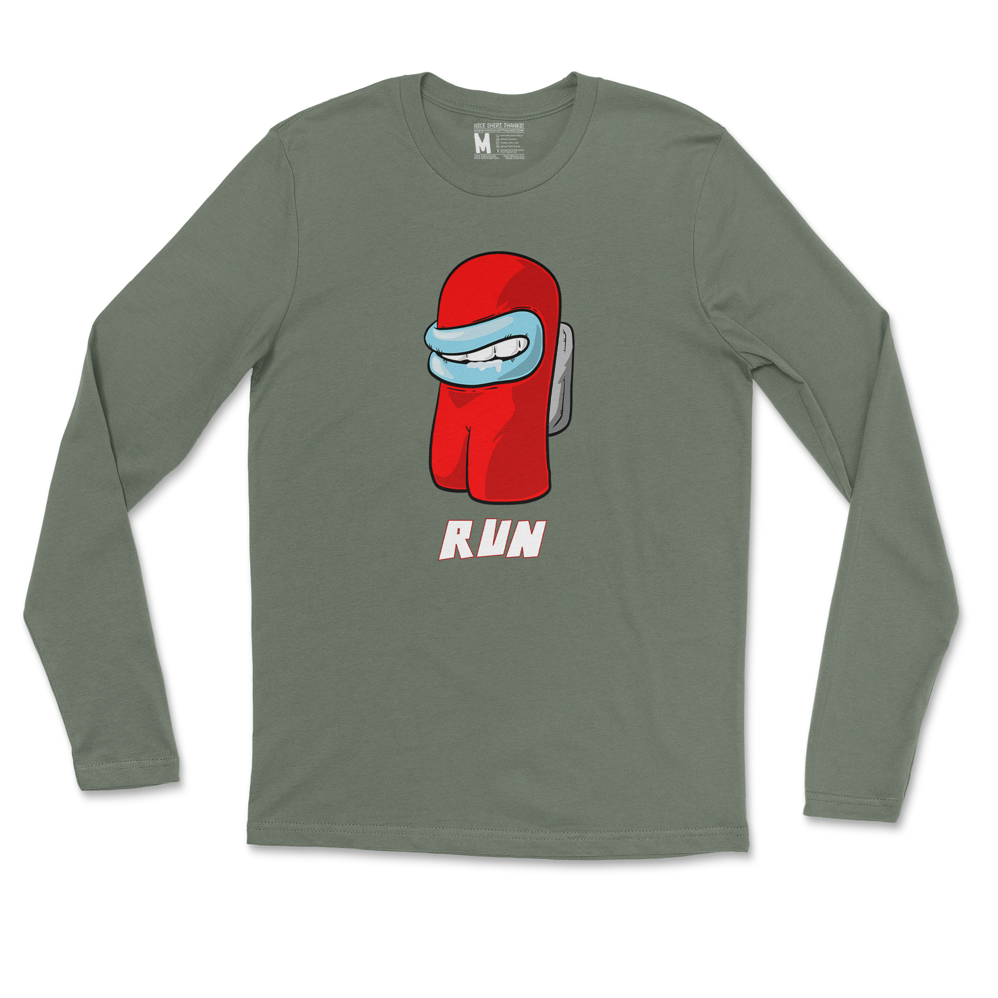 Gildan SoftStyle Long Sleeve Sussy Man Child in Military Green