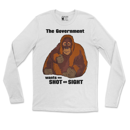 Gildan SoftStyle Long Sleeve The Government Hates Me  in White