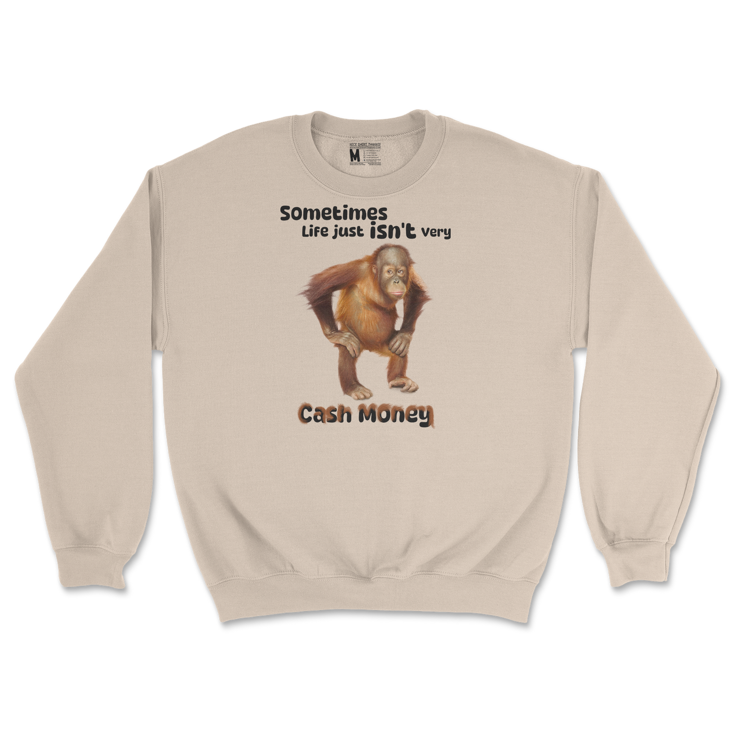 Gildan SoftStyle Crew Neck Cash Money Monkey  in Sand