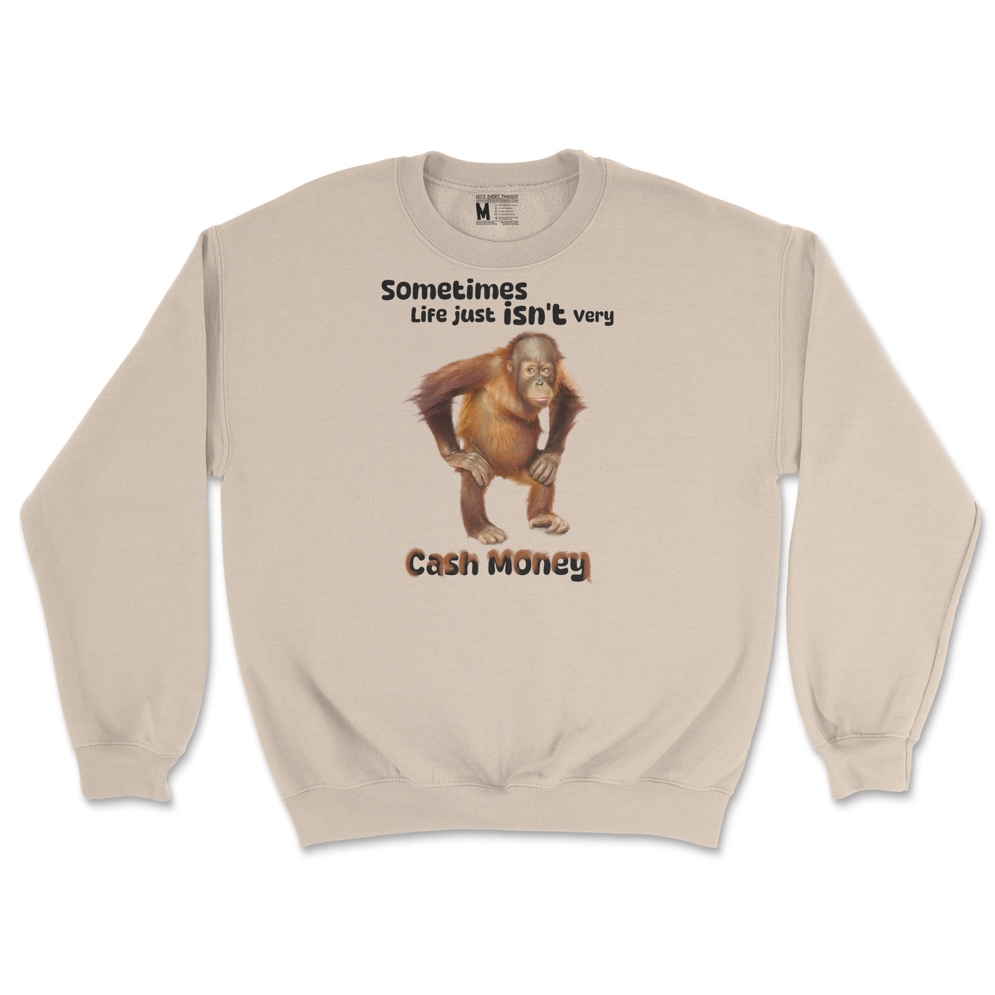 Gildan SoftStyle Crew Neck Cash Money Monkey  in Sand