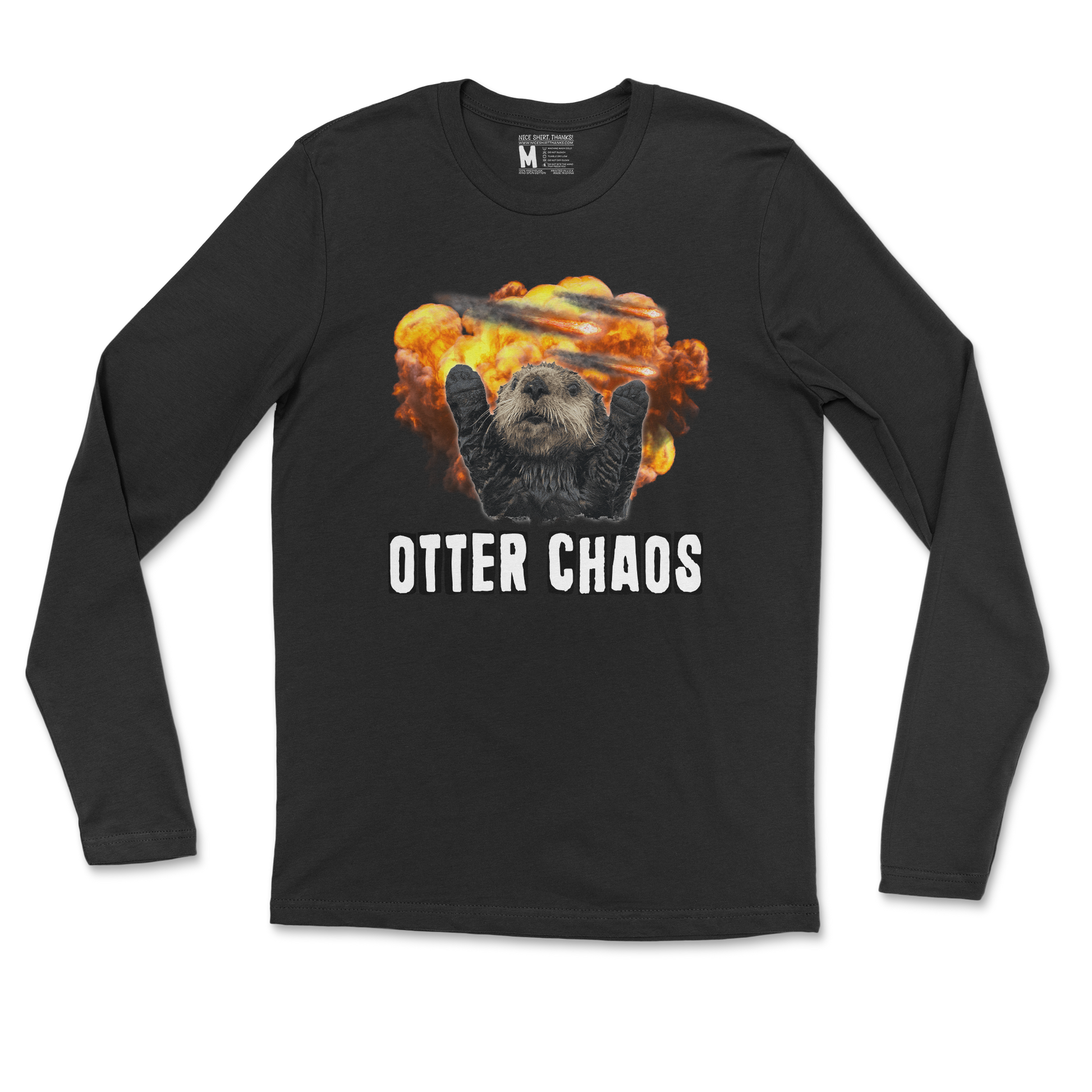 Gildan SoftStyle Long Sleeve Otter Chaos in Black