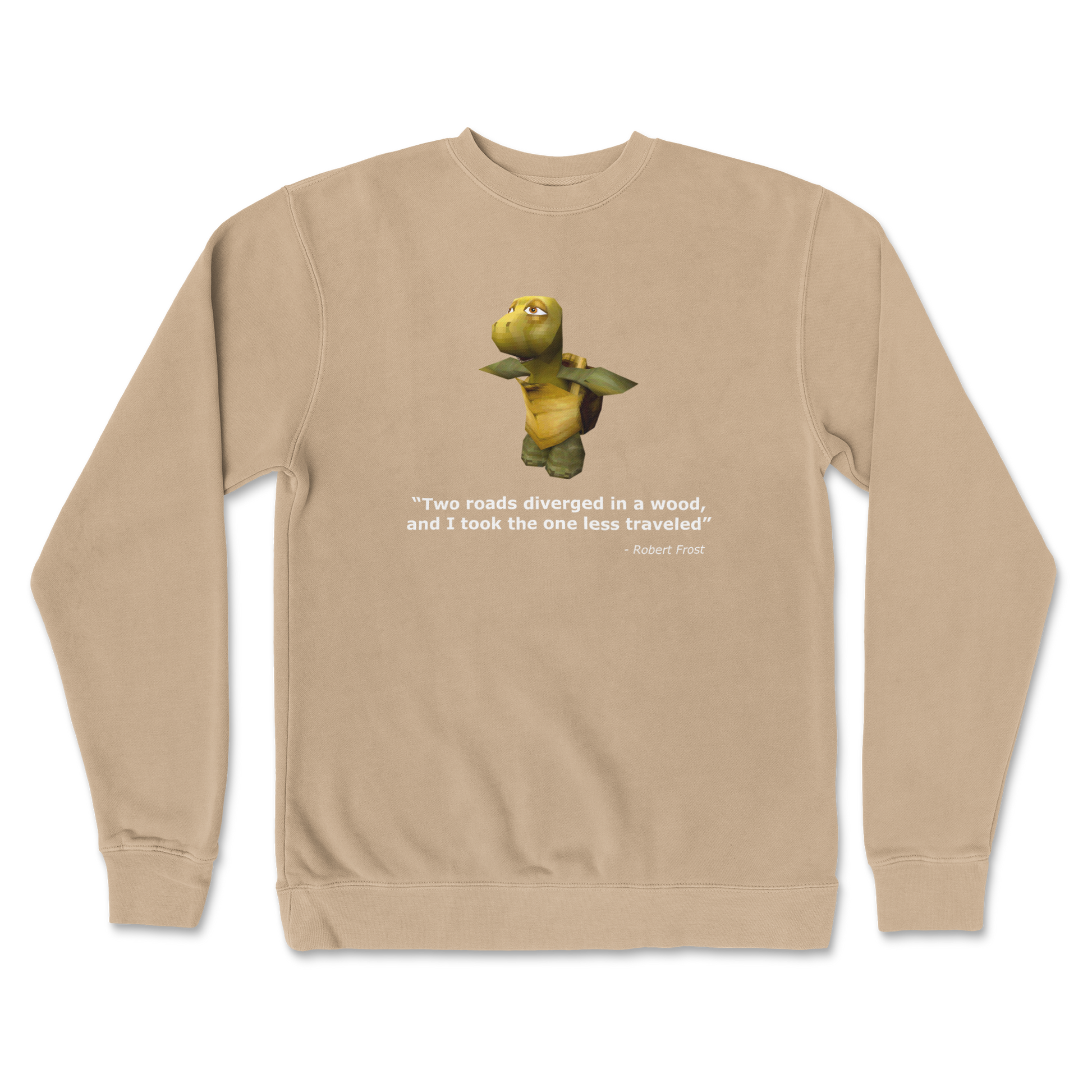 Independent Clothing Co. Crew Neck Robert Frost Quote in Sandstone