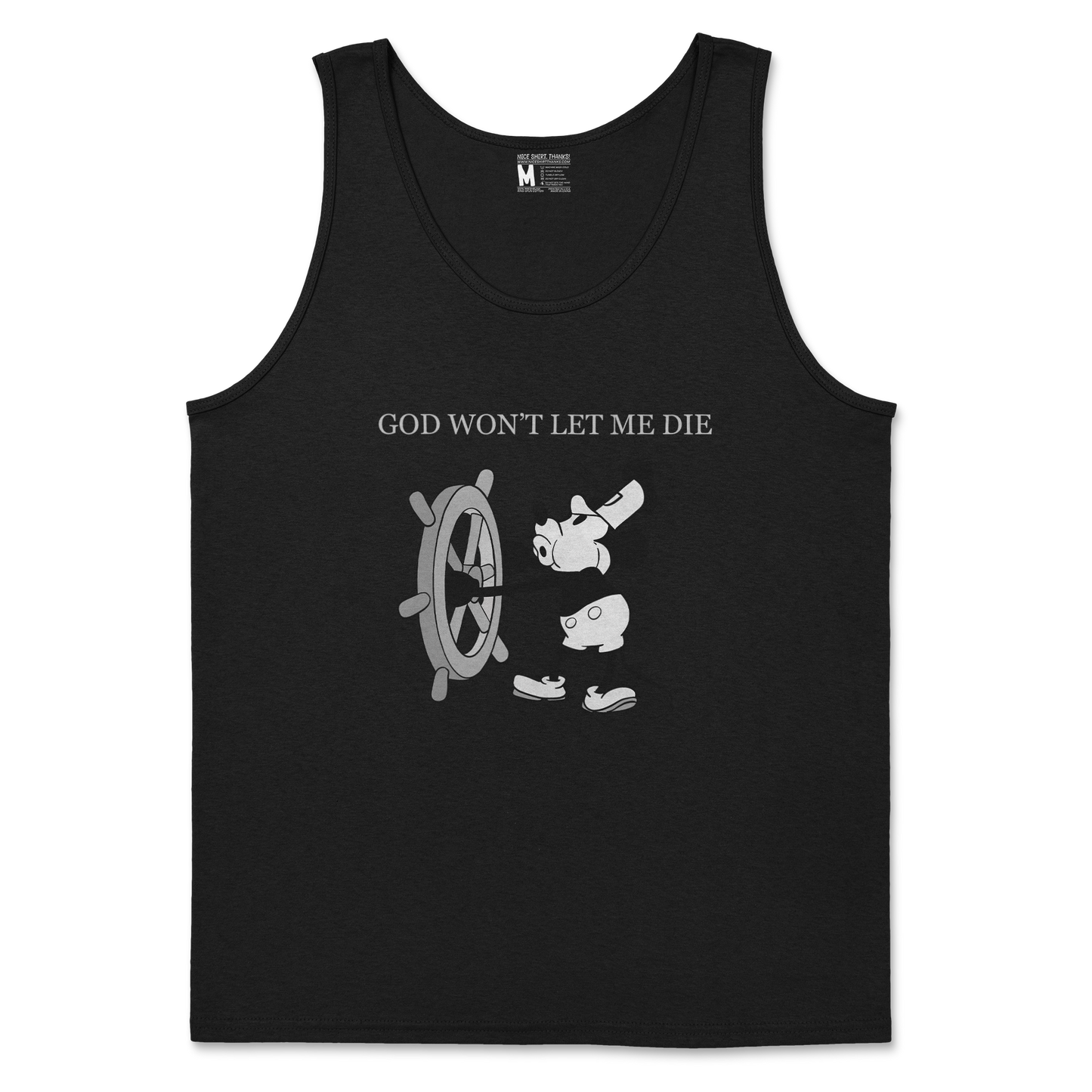 Gildan SoftStyle Tank Top God Wont Let Me Die in Black