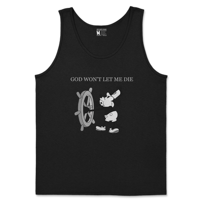 Gildan SoftStyle Tank Top God Wont Let Me Die in Black